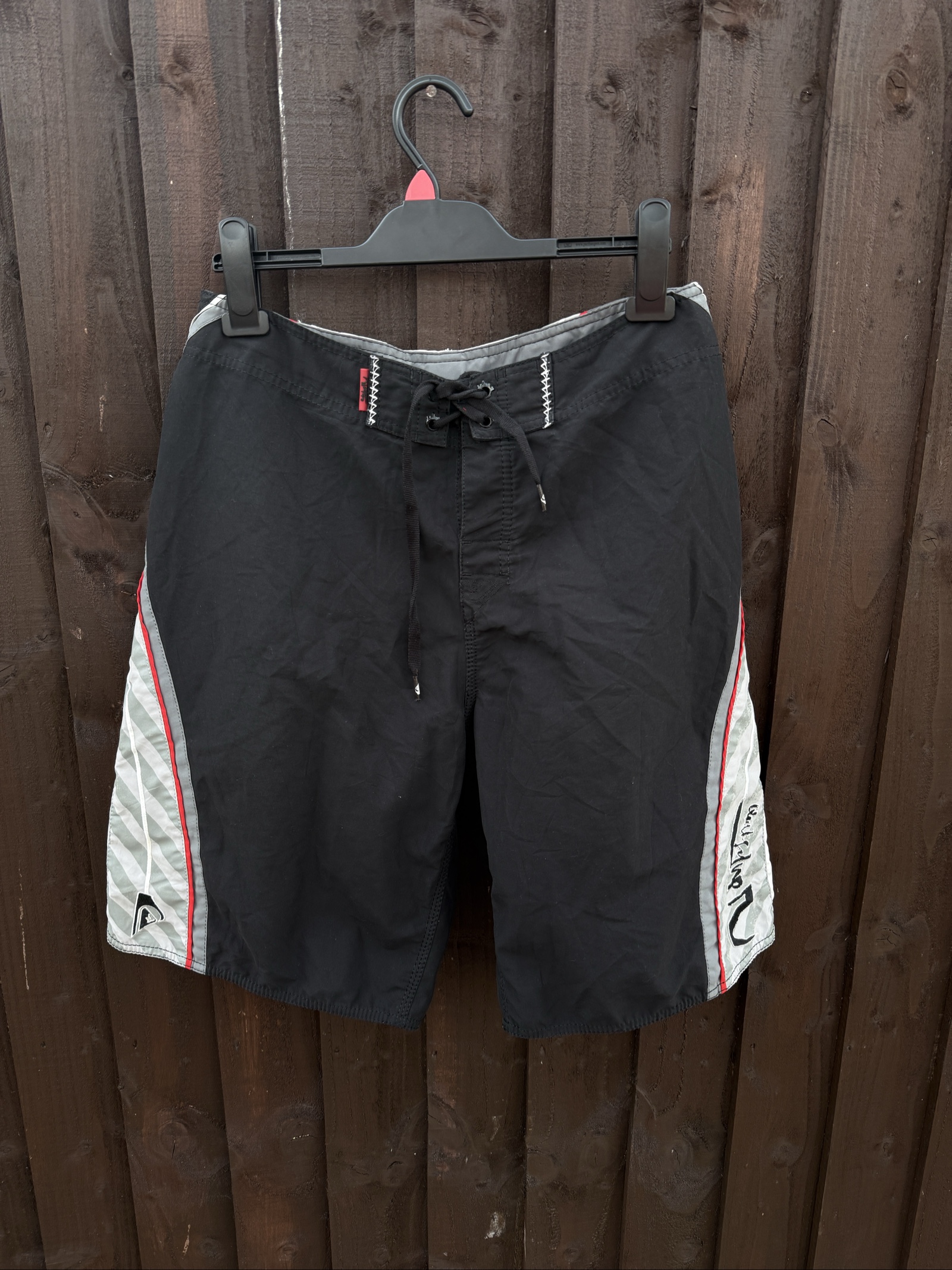 Quiksilver Black & Grey & Red Board Shorts Size 31