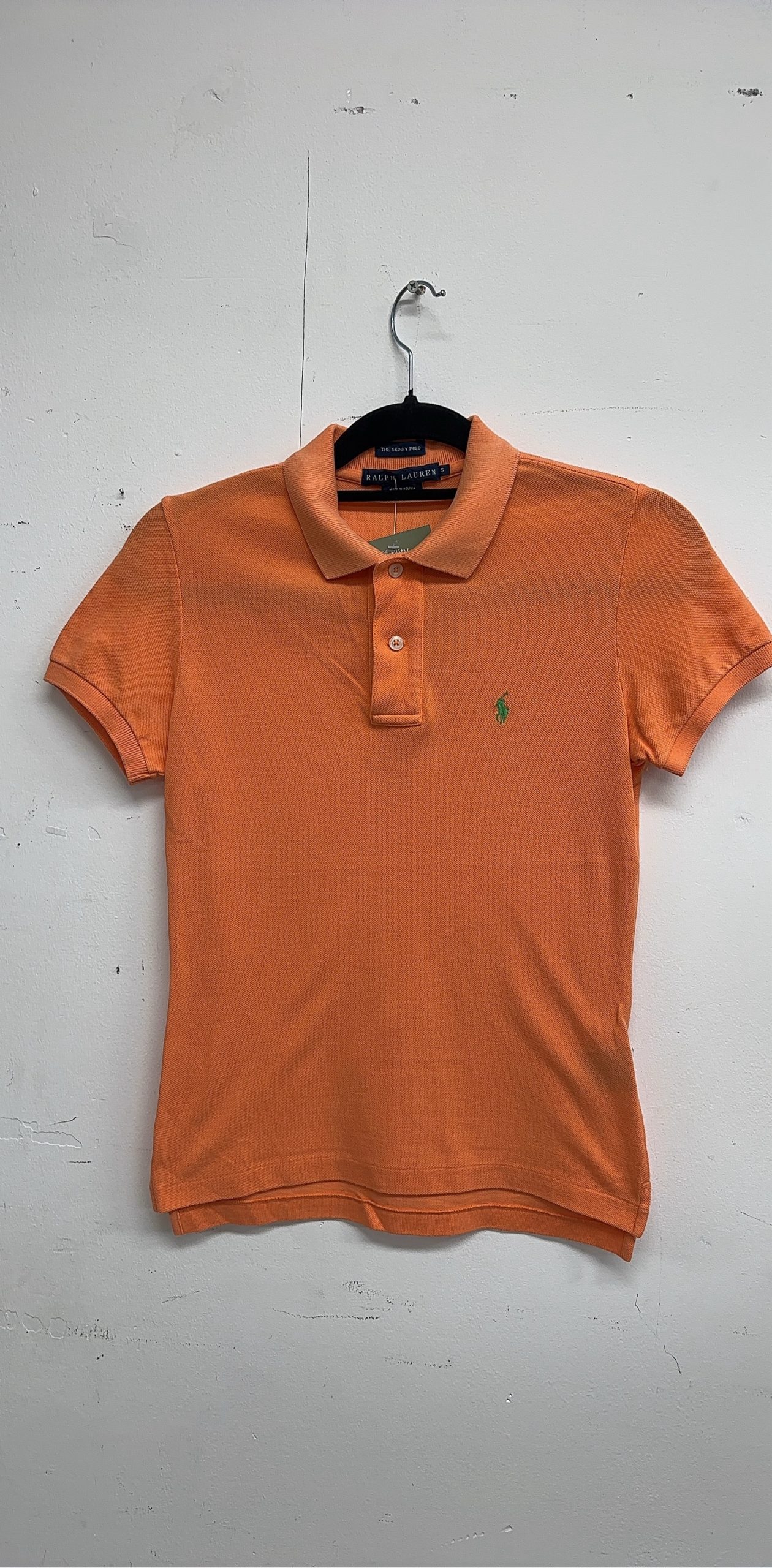 Ralph Lauren Orange Polo Shirt Small Green Logo image 2