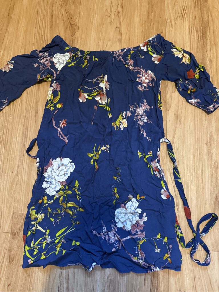 Lipsy London Navy Floral Print Off Shoulder Dress UK 8