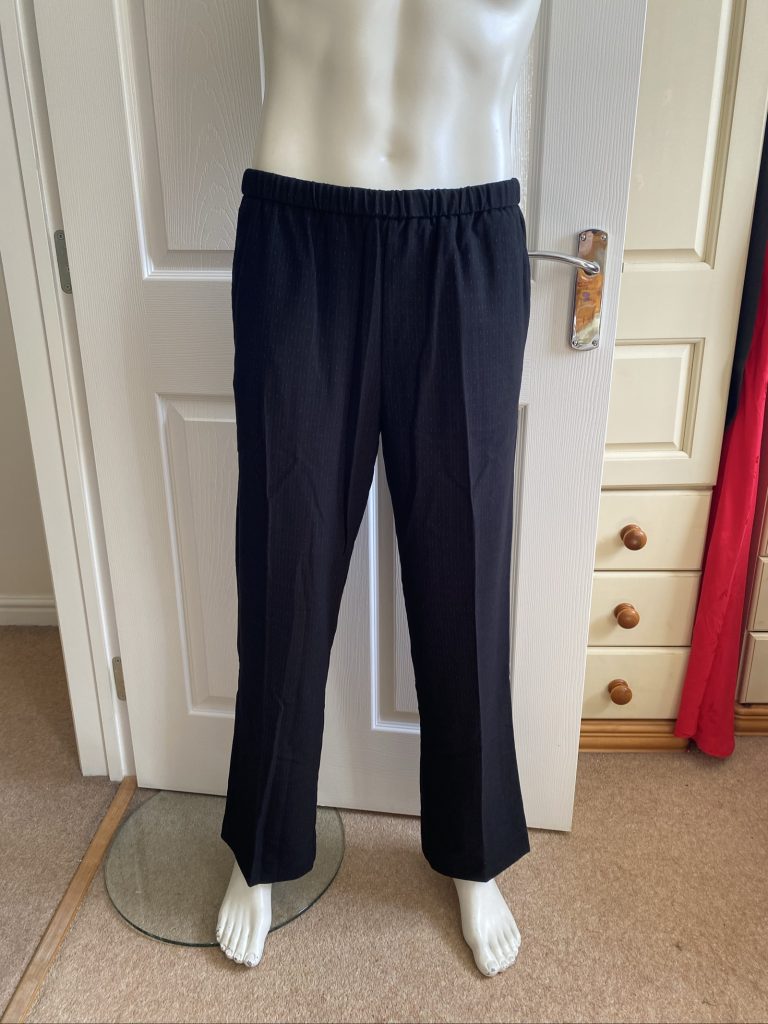 Jack & Jones Wide Fit Black Pinstripe Trousers - Size S
