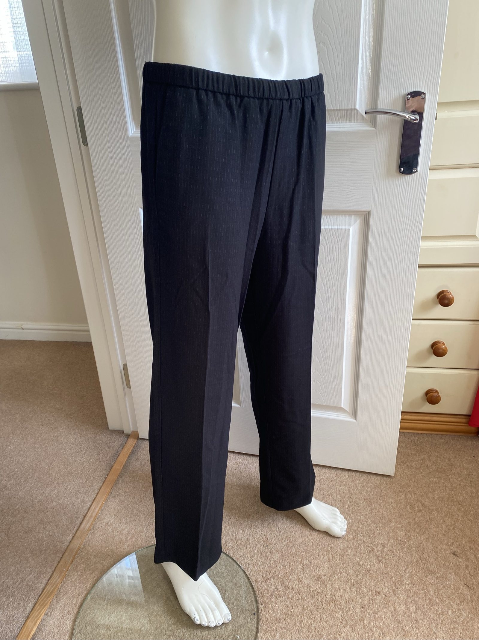 Jack & Jones Wide Fit Black Pinstripe Trousers - Size S image 2
