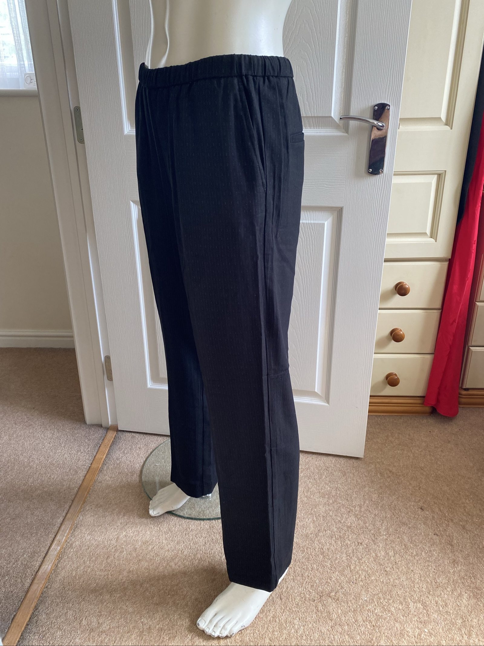Jack & Jones Wide Fit Black Pinstripe Trousers - Size S image 3