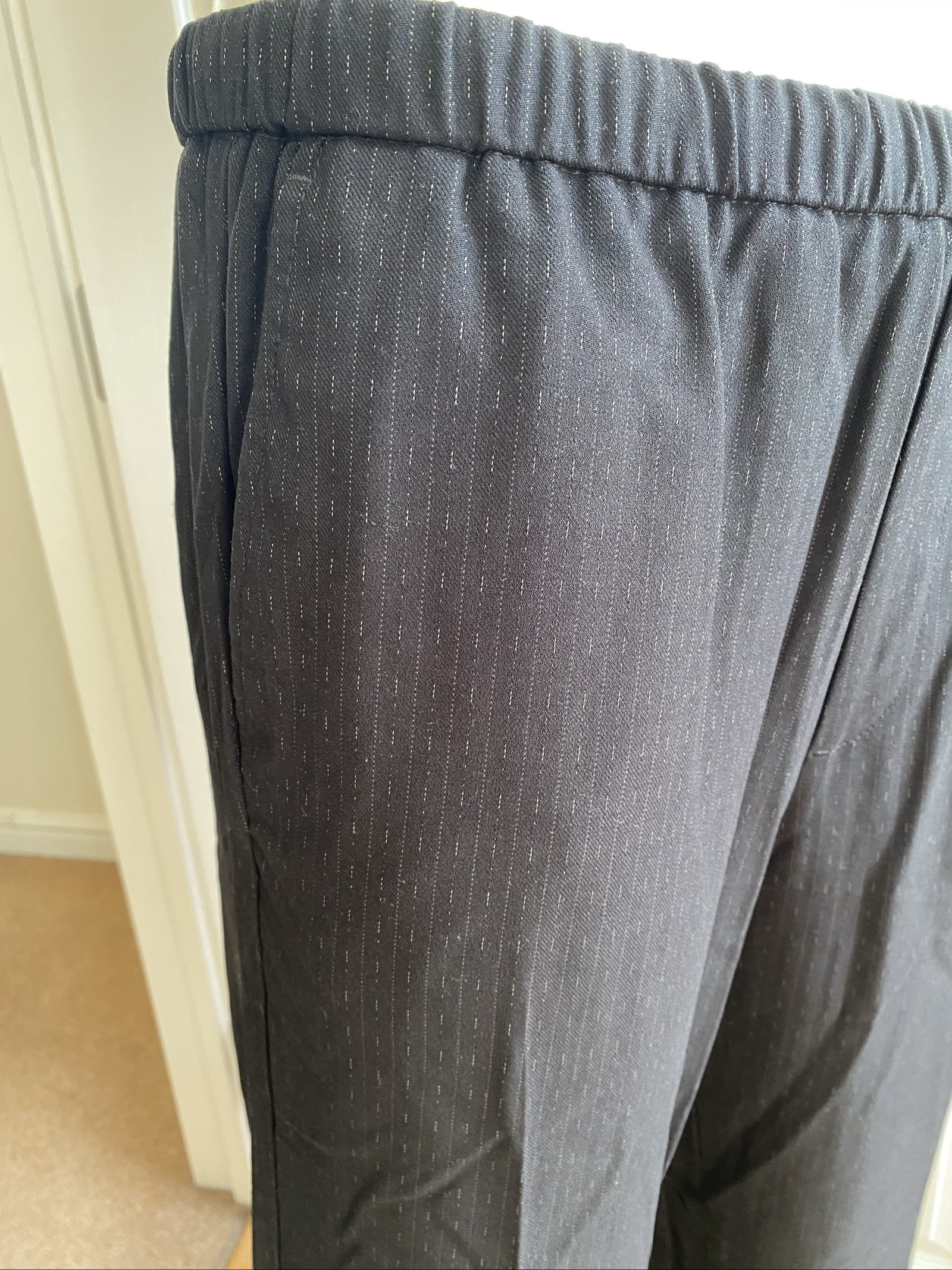 Jack & Jones Wide Fit Black Pinstripe Trousers - Size S image 4