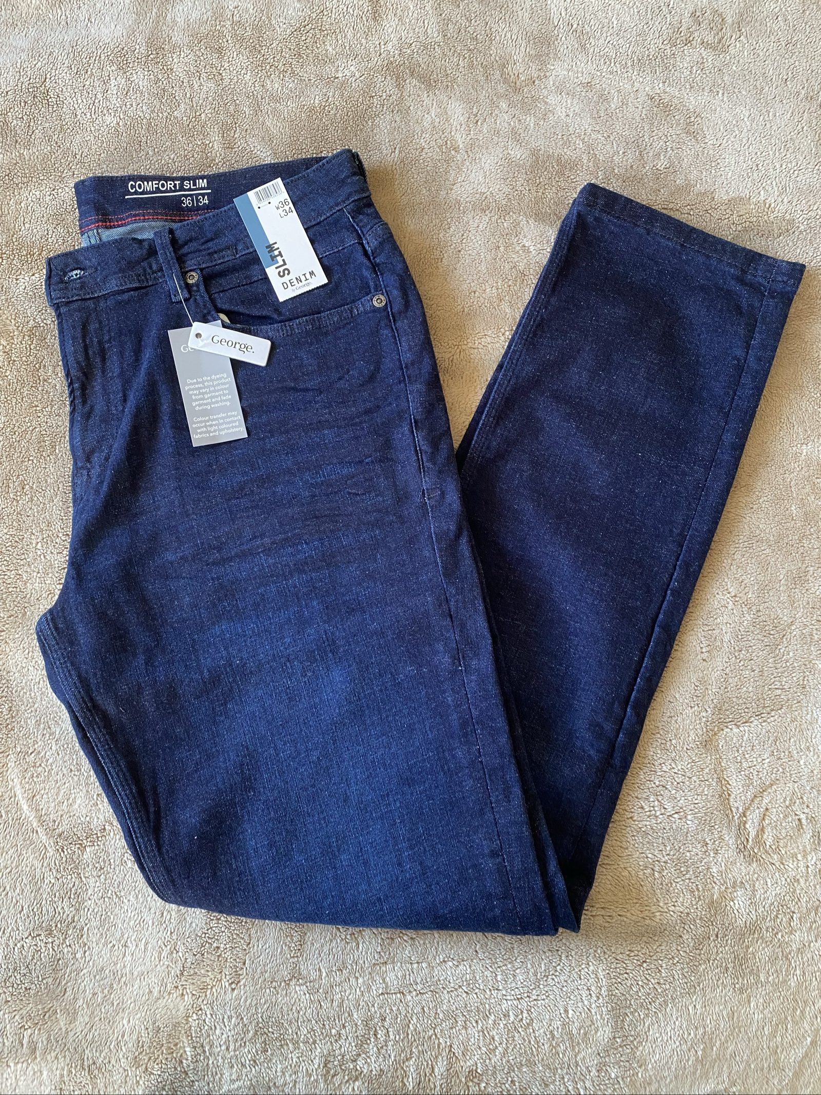 Navy Slim Fit George Denim Jeans - Size W36 L34 image 4