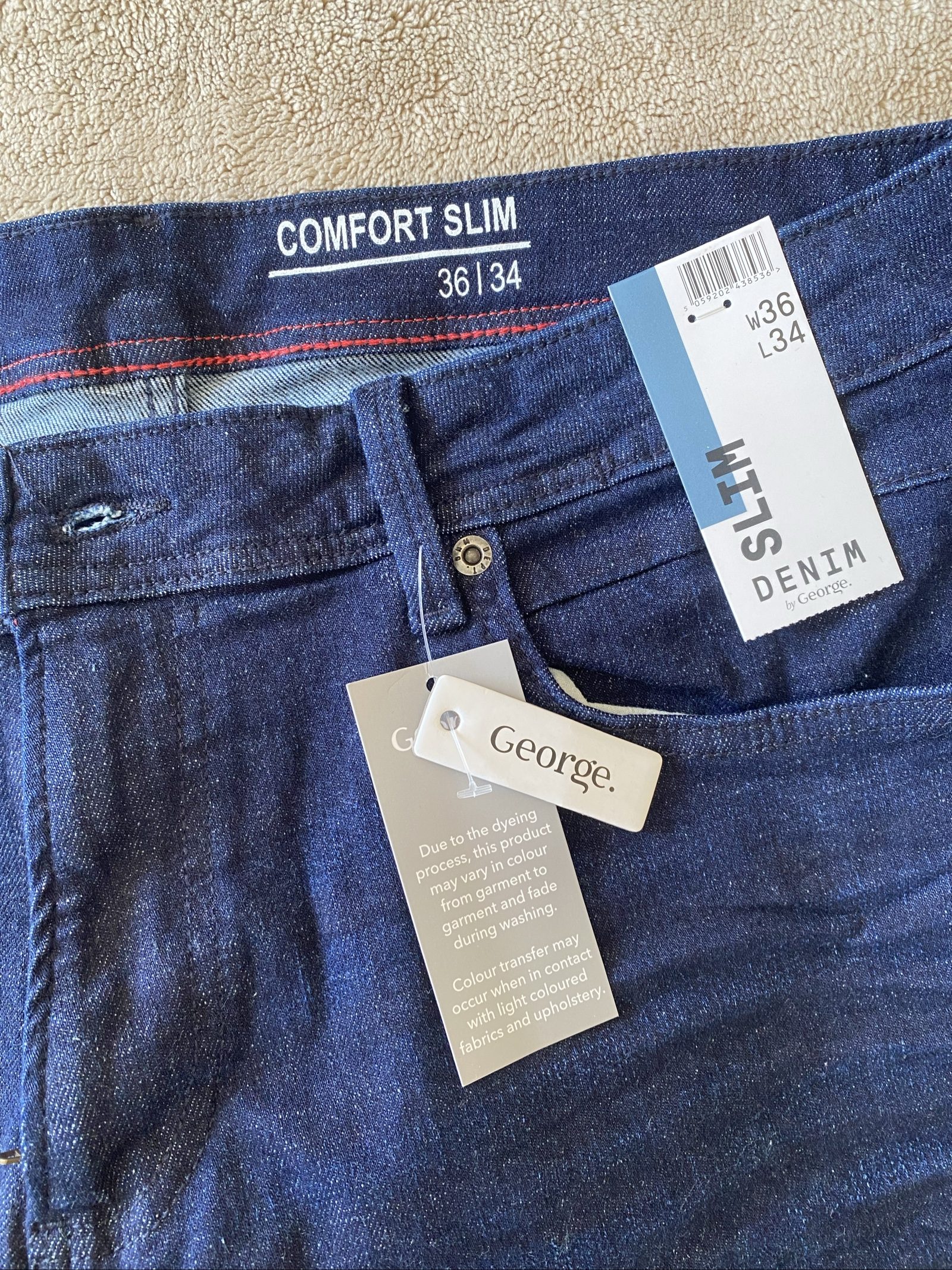 Navy Slim Fit George Denim Jeans - Size W36 L34 image 5