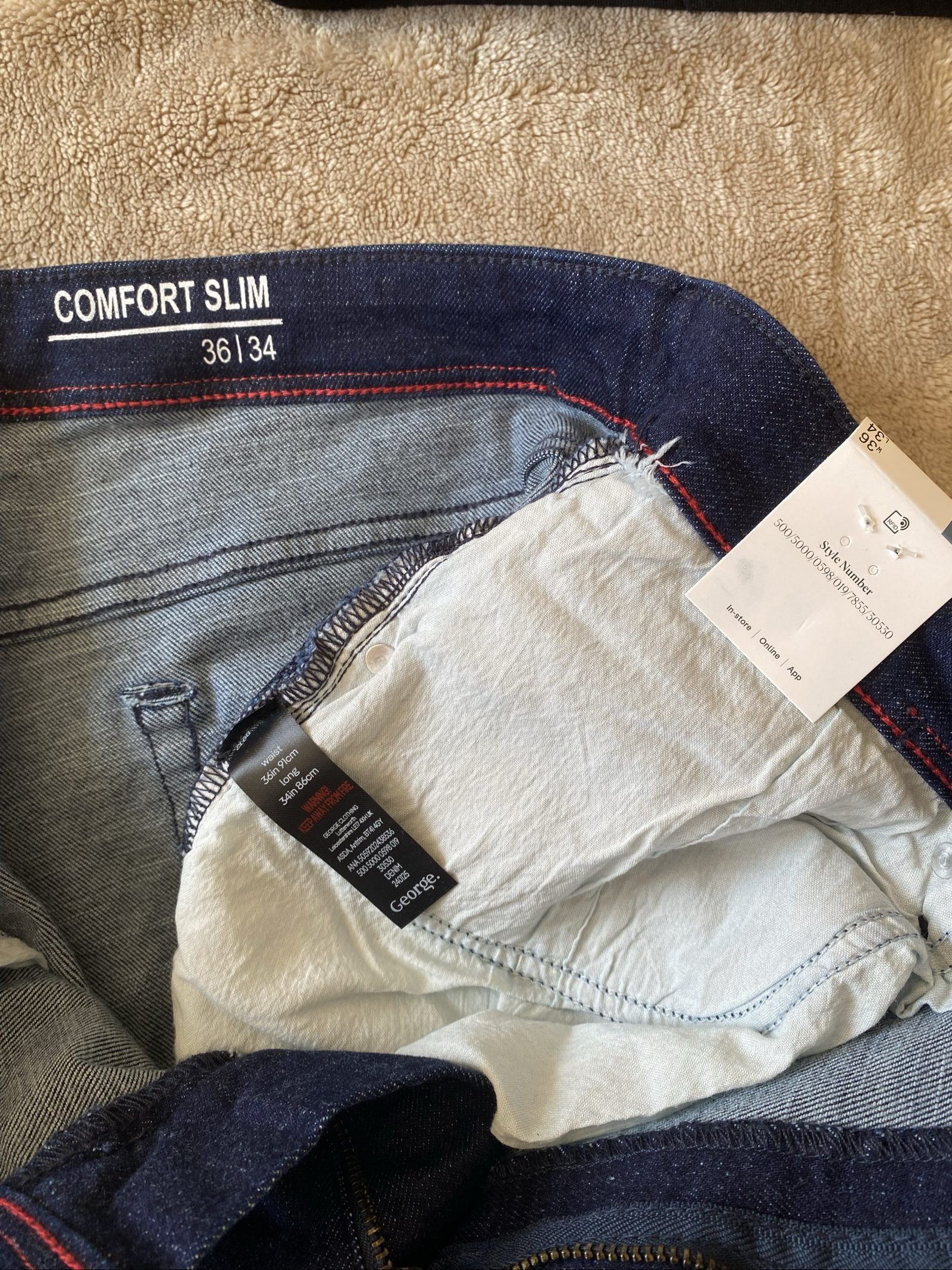 Navy Slim Fit George Denim Jeans - Size W36 L34 image 6