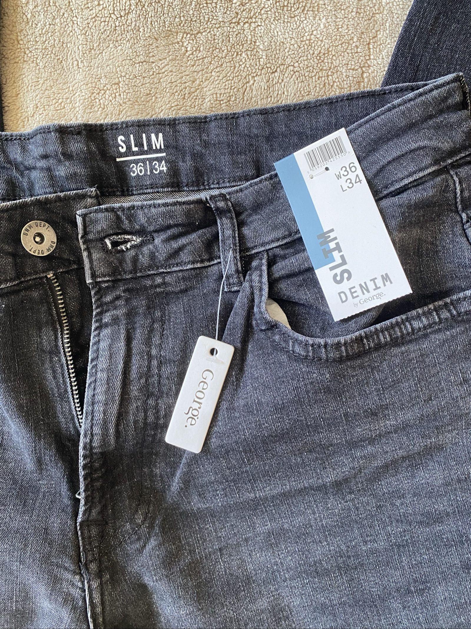 Navy Slim Fit George Denim Jeans - Size W36 L34 image 8