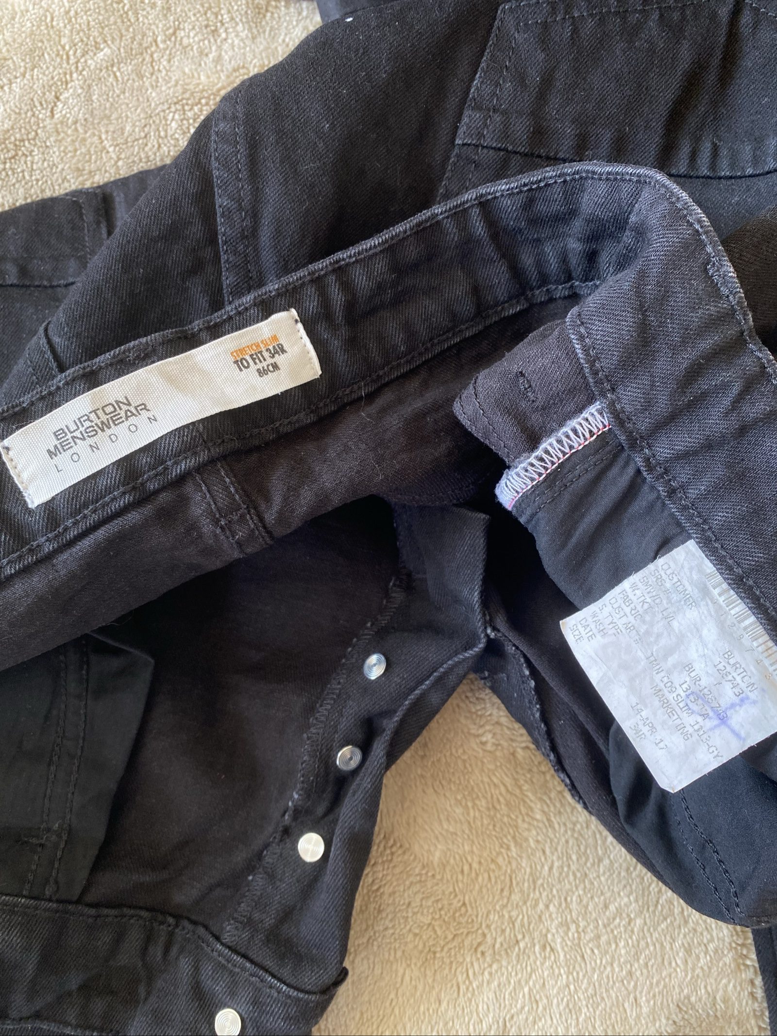 Burton Stretch Slim Fit Black Jeans - Size 34R image 5