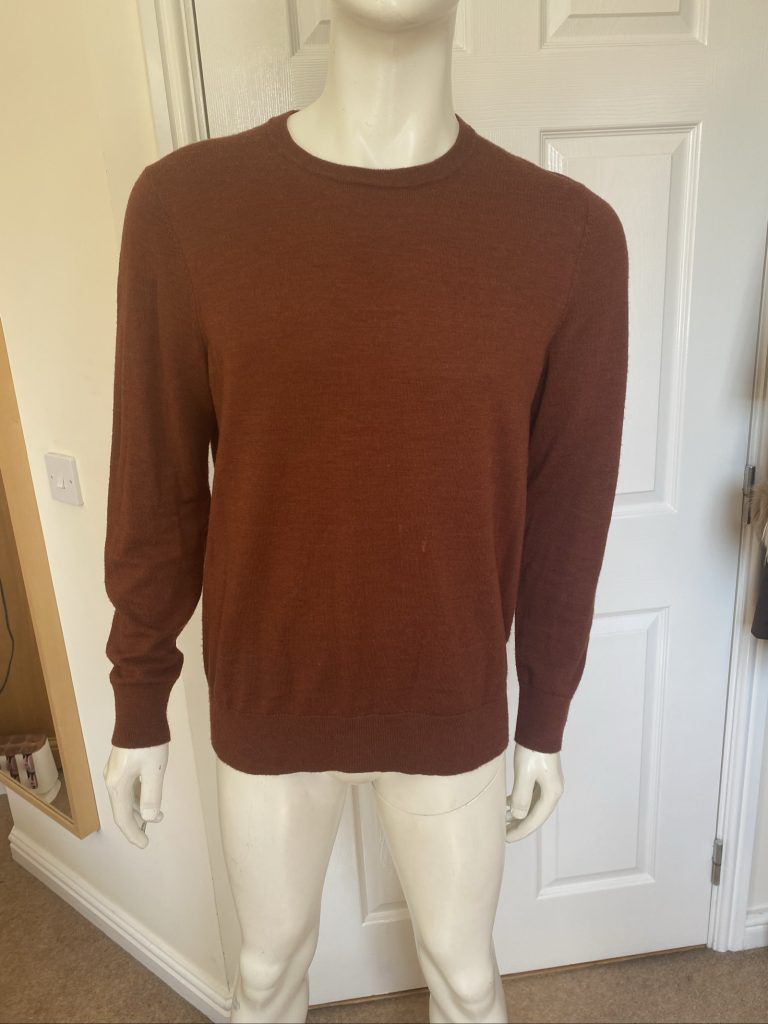 John Lewis 100% Merino Wool Burnt Orange Knitted Jumper - Size Large