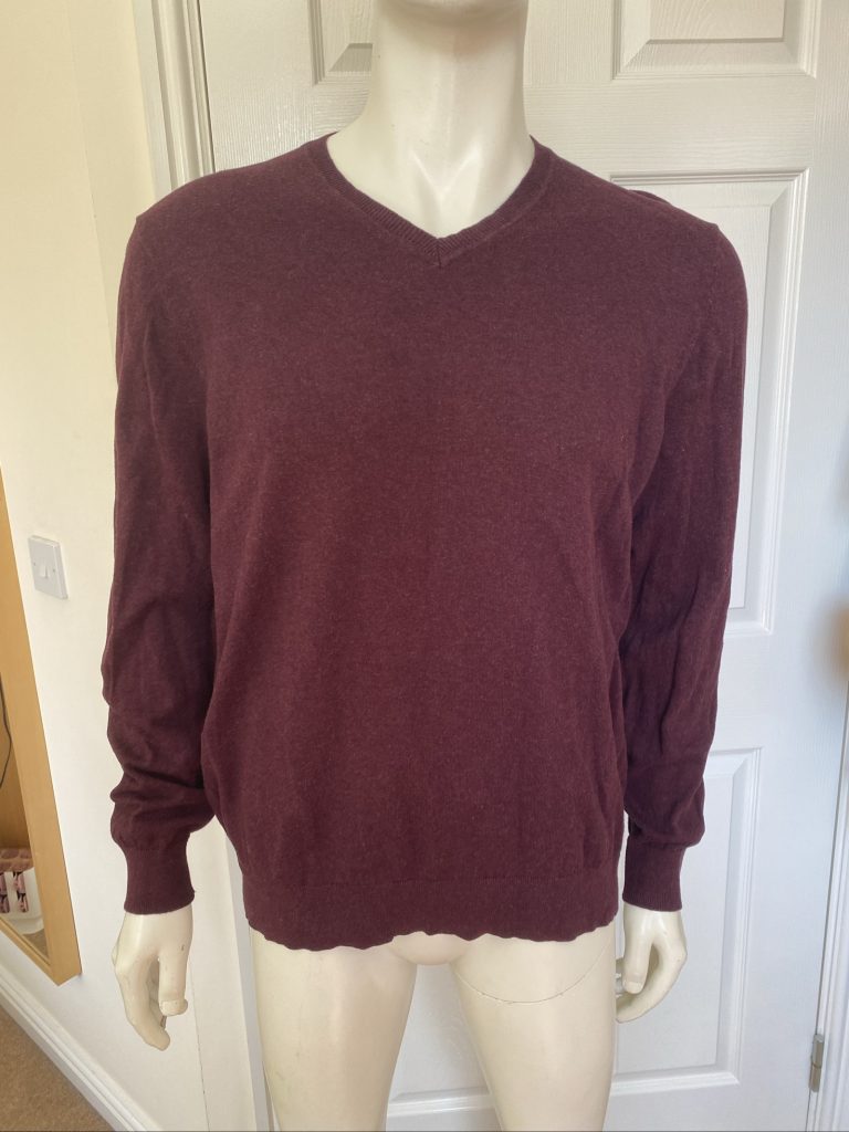 Burton V-Neck Dark Purple Knitted Jumper - Size Large