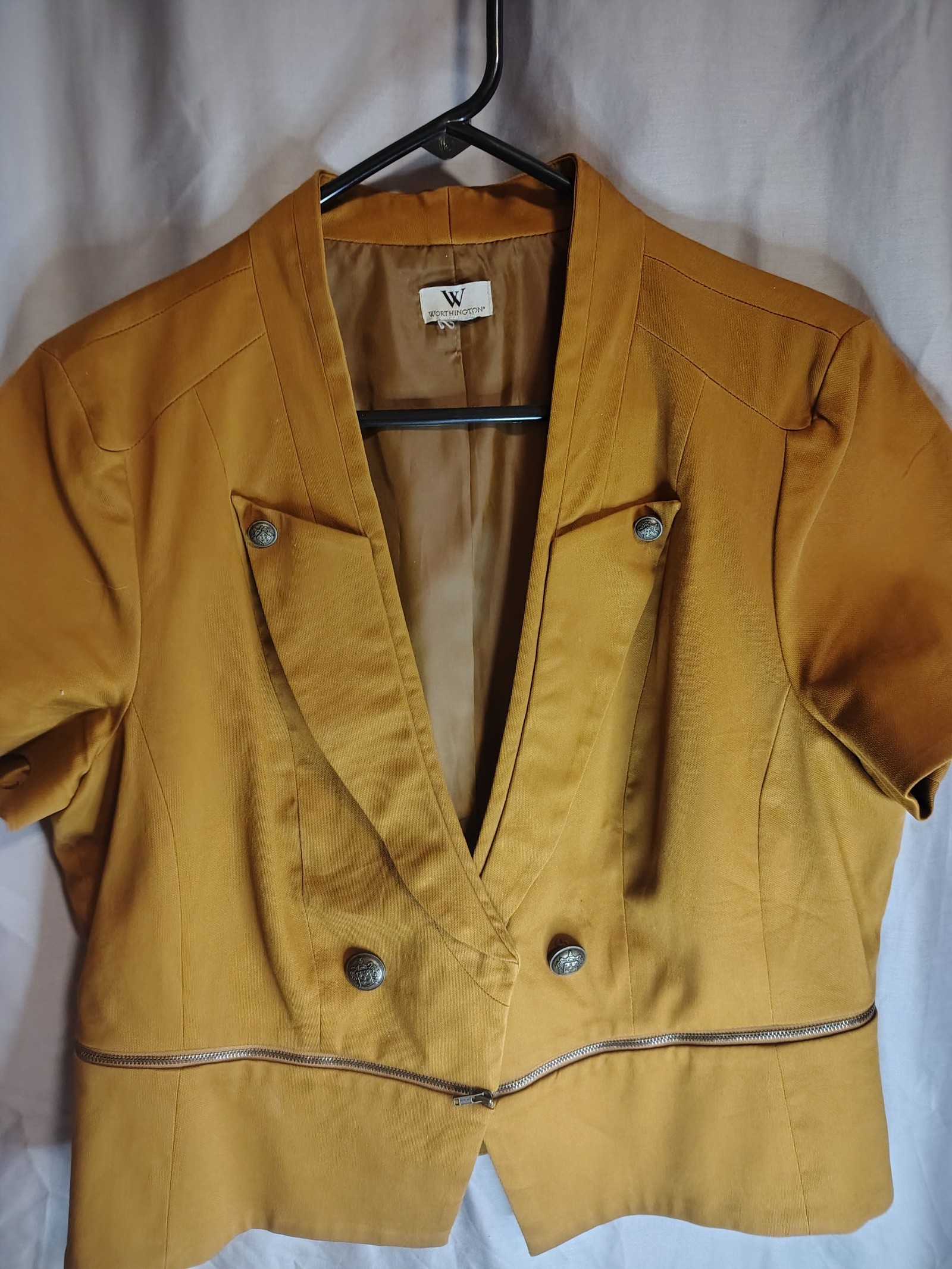 Worthington Mustard Yellow Short Sleeve Blazer Jacket M