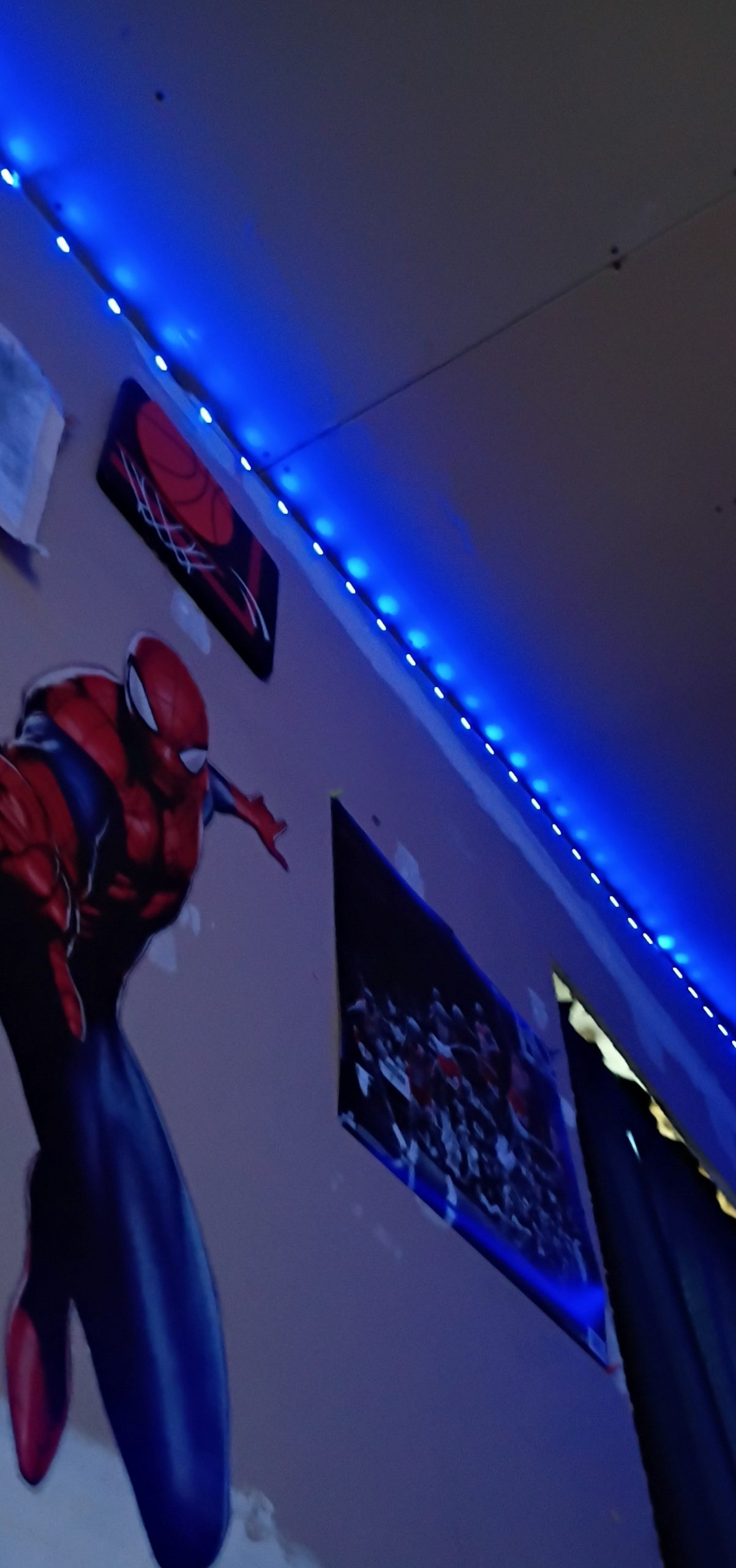 Blue LED Strip Light Rope with Spider-Man Wall Stickers