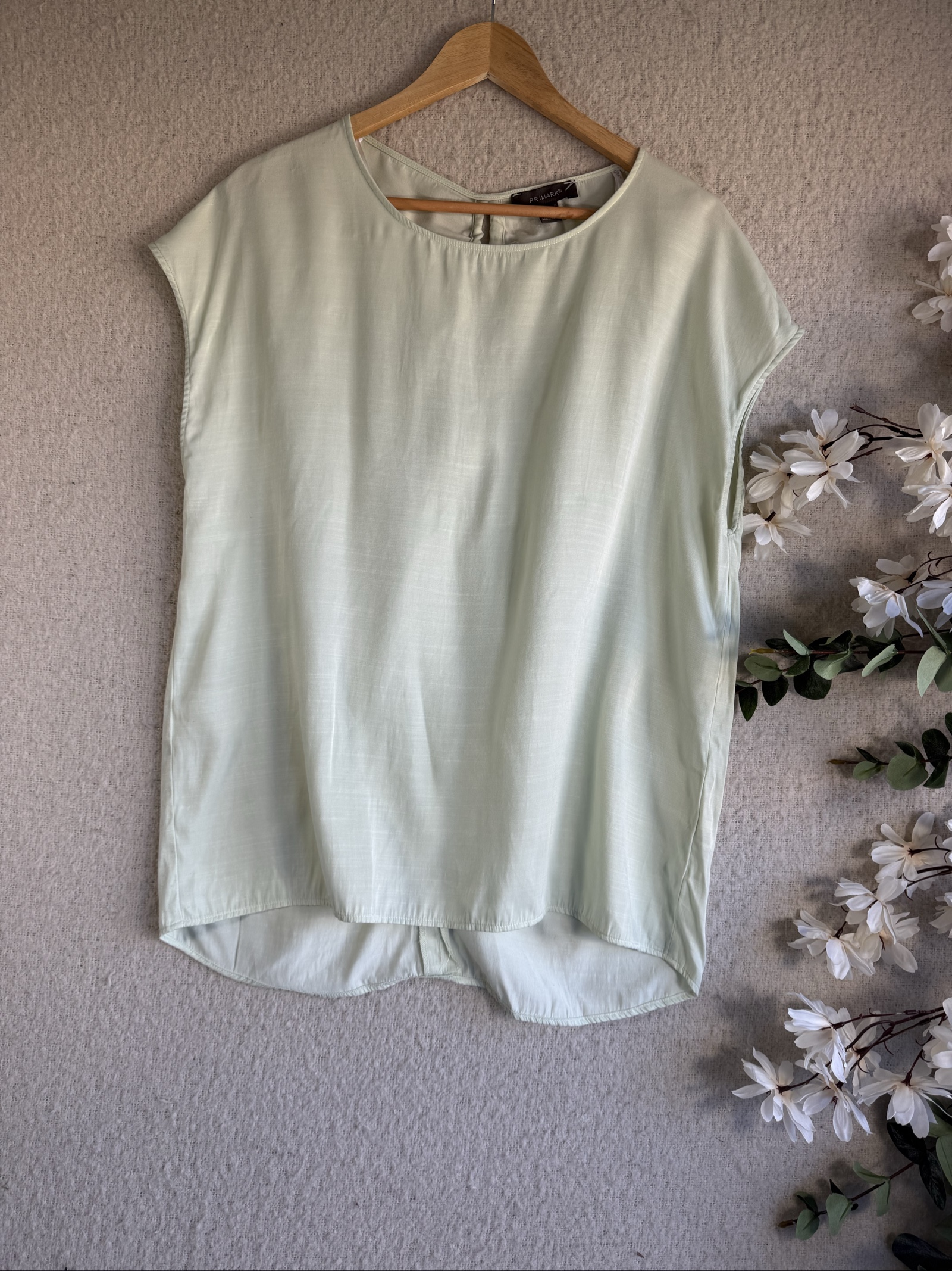 Primark Light Green Blouse Top Size 14 Casual Summer Chic Style