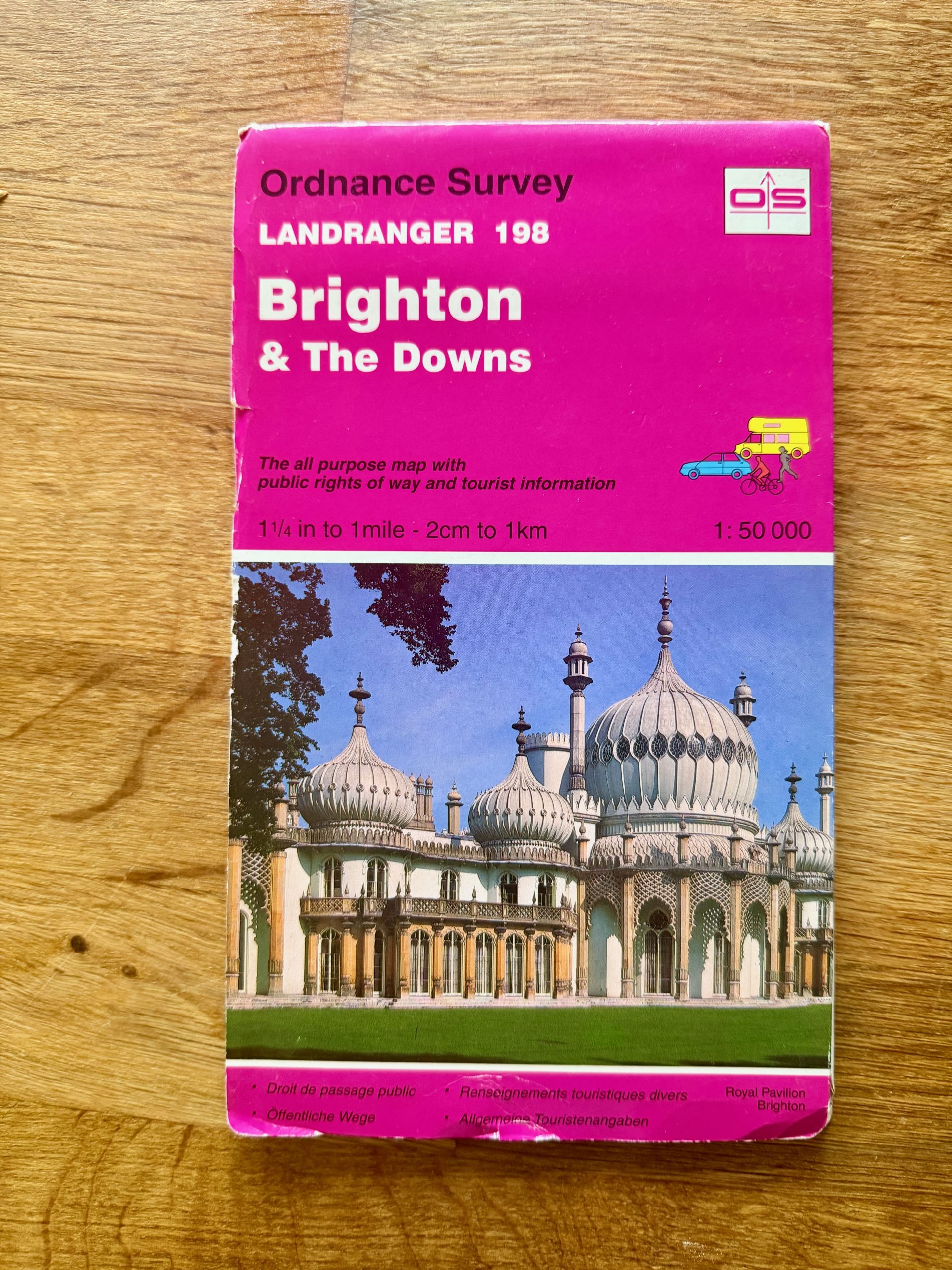 Ordnance Survey Landranger 198 Brighton & The Downs Map