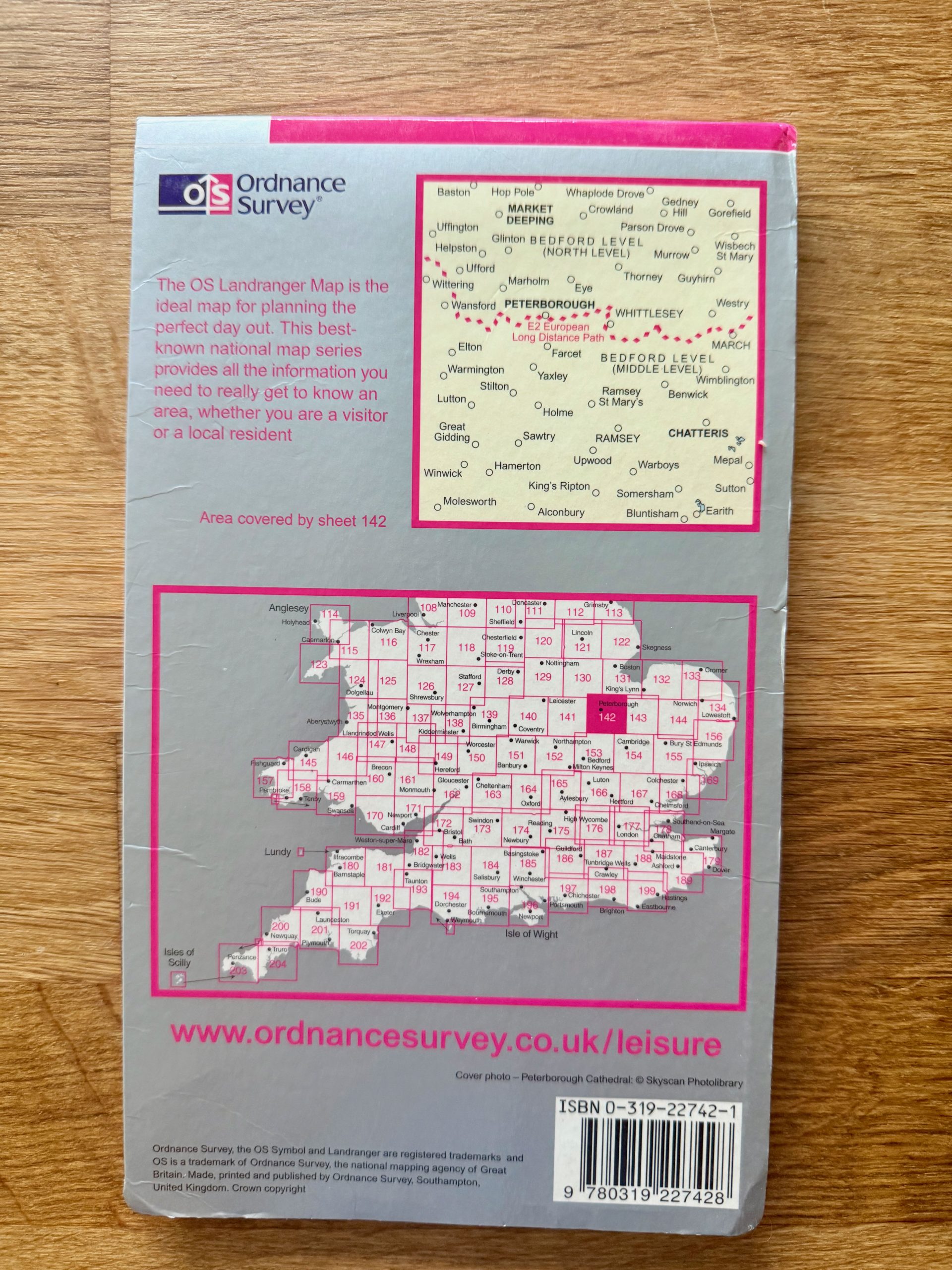 Ordnance Survey Pink Peterborough Landranger Map Sheet 142 image 2