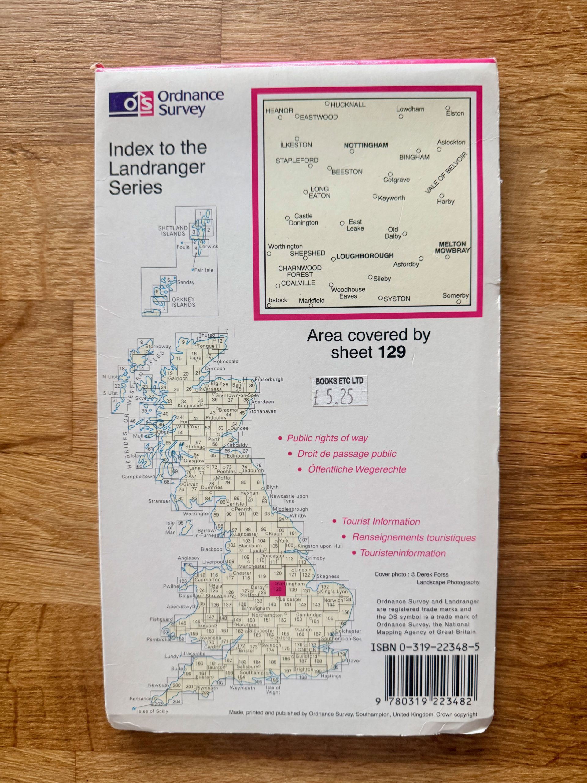 Ordnance Survey Nottingham & Loughborough Landranger Map 129 image 2