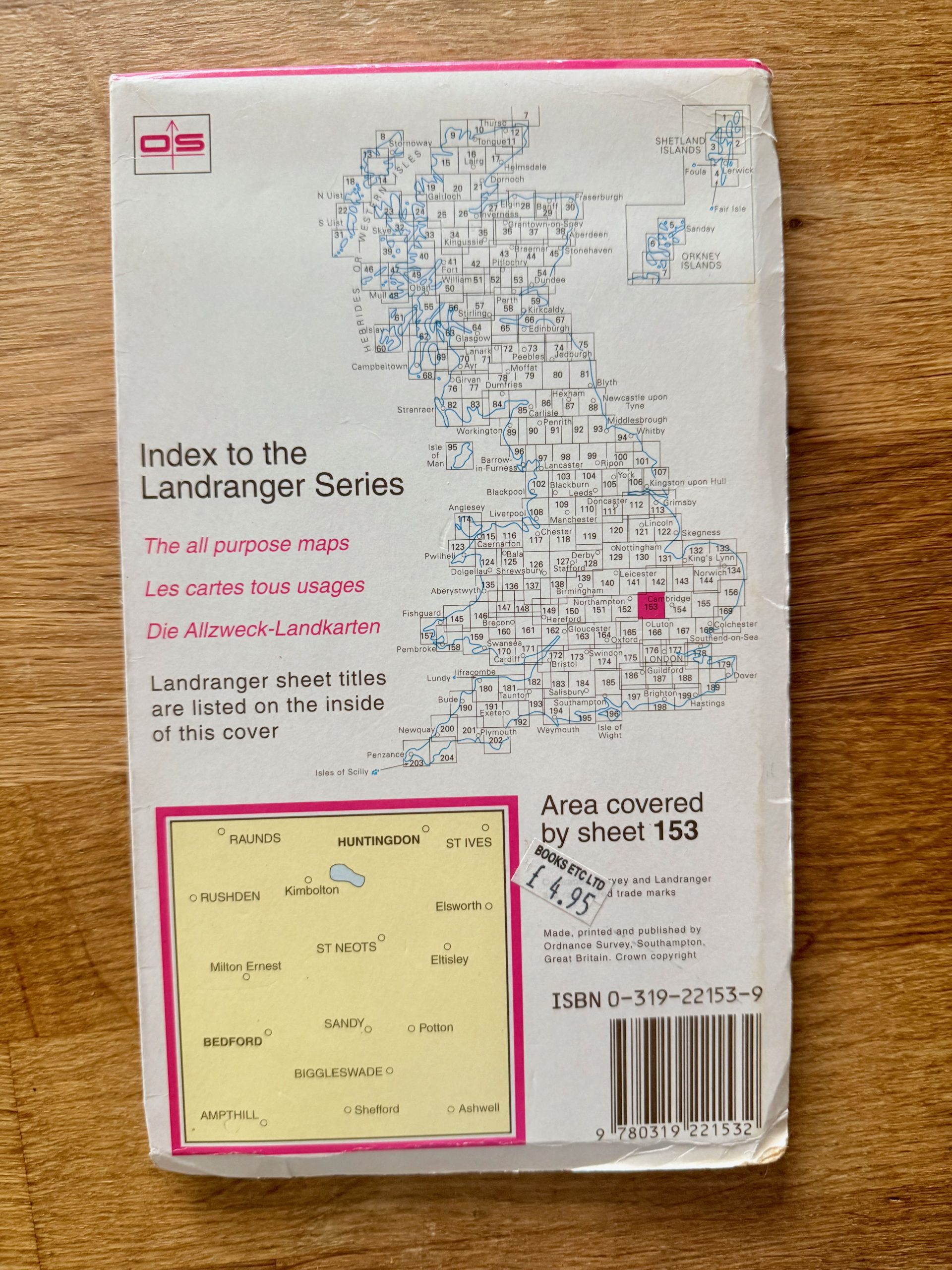 Ordnance Survey Bedford Huntingdon Landranger Map 153 image 2