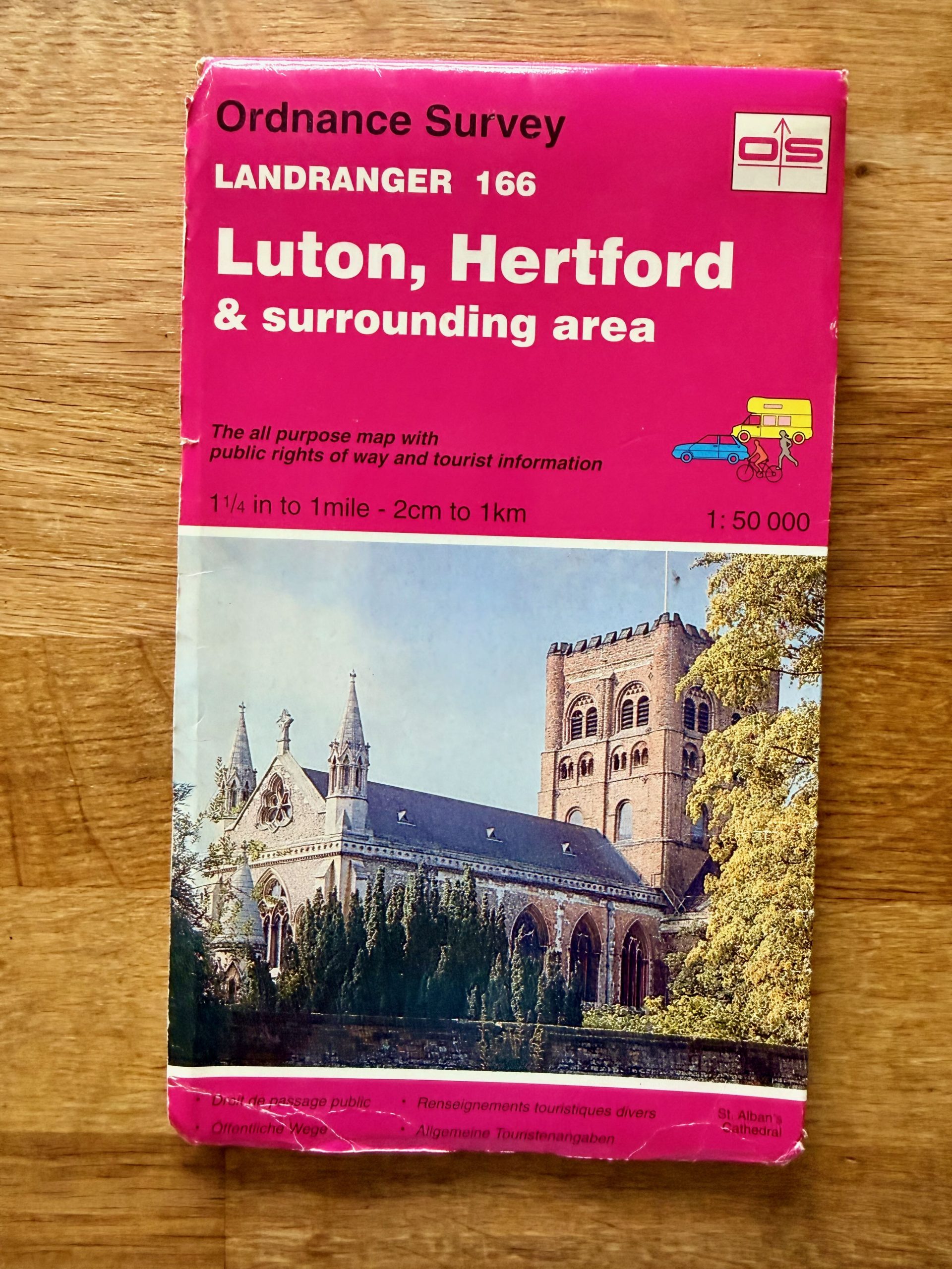Ordnance Survey Landranger 166 Luton Hertford & Surrounding Area Map