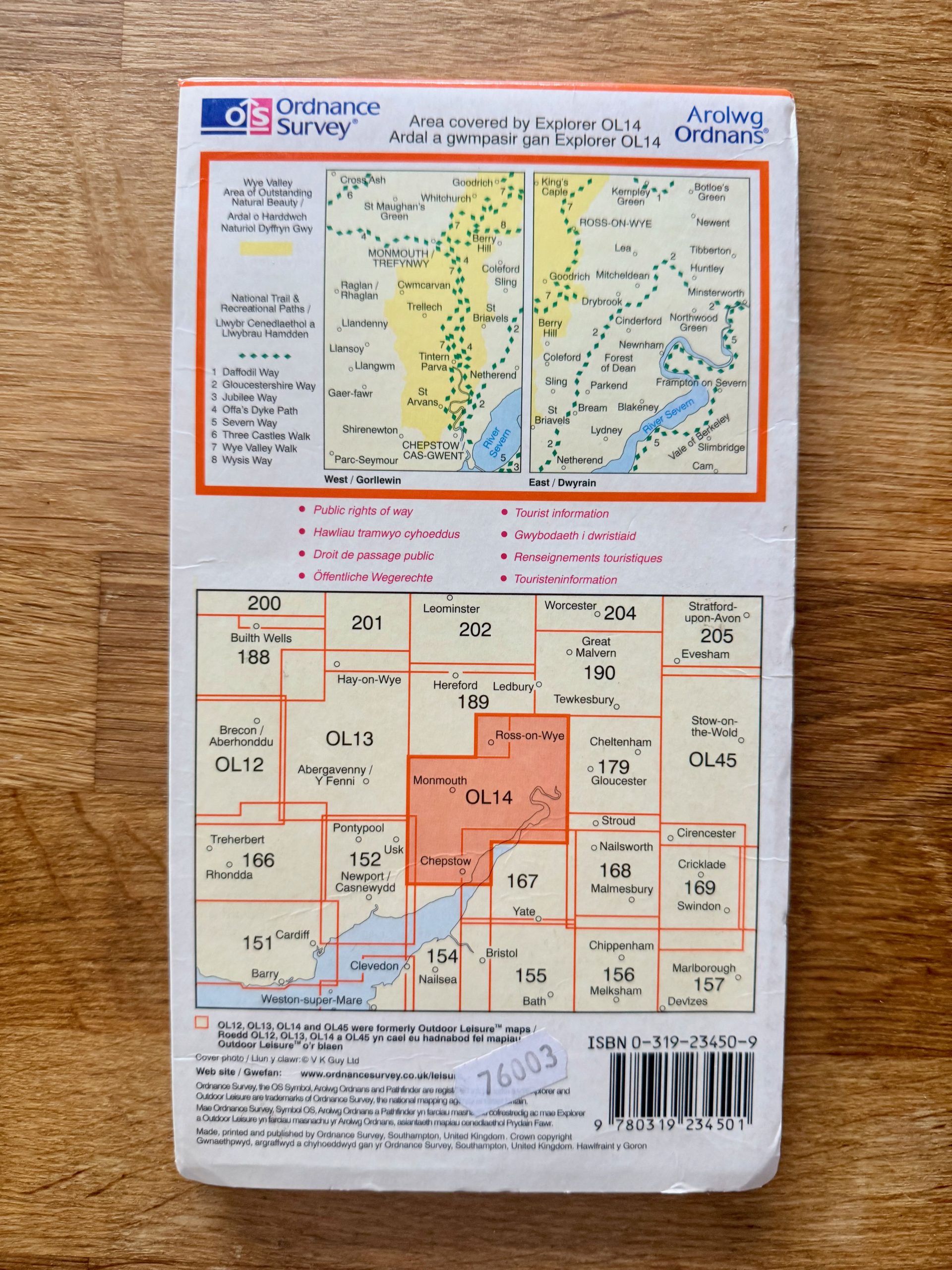 Ordnance Survey Orange Explorer OL14 Wye Valley & Forest Map image 2