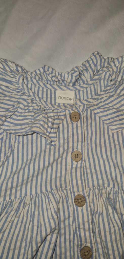 Next Blue & White Stripe Baby Dress Size 6-9 Months