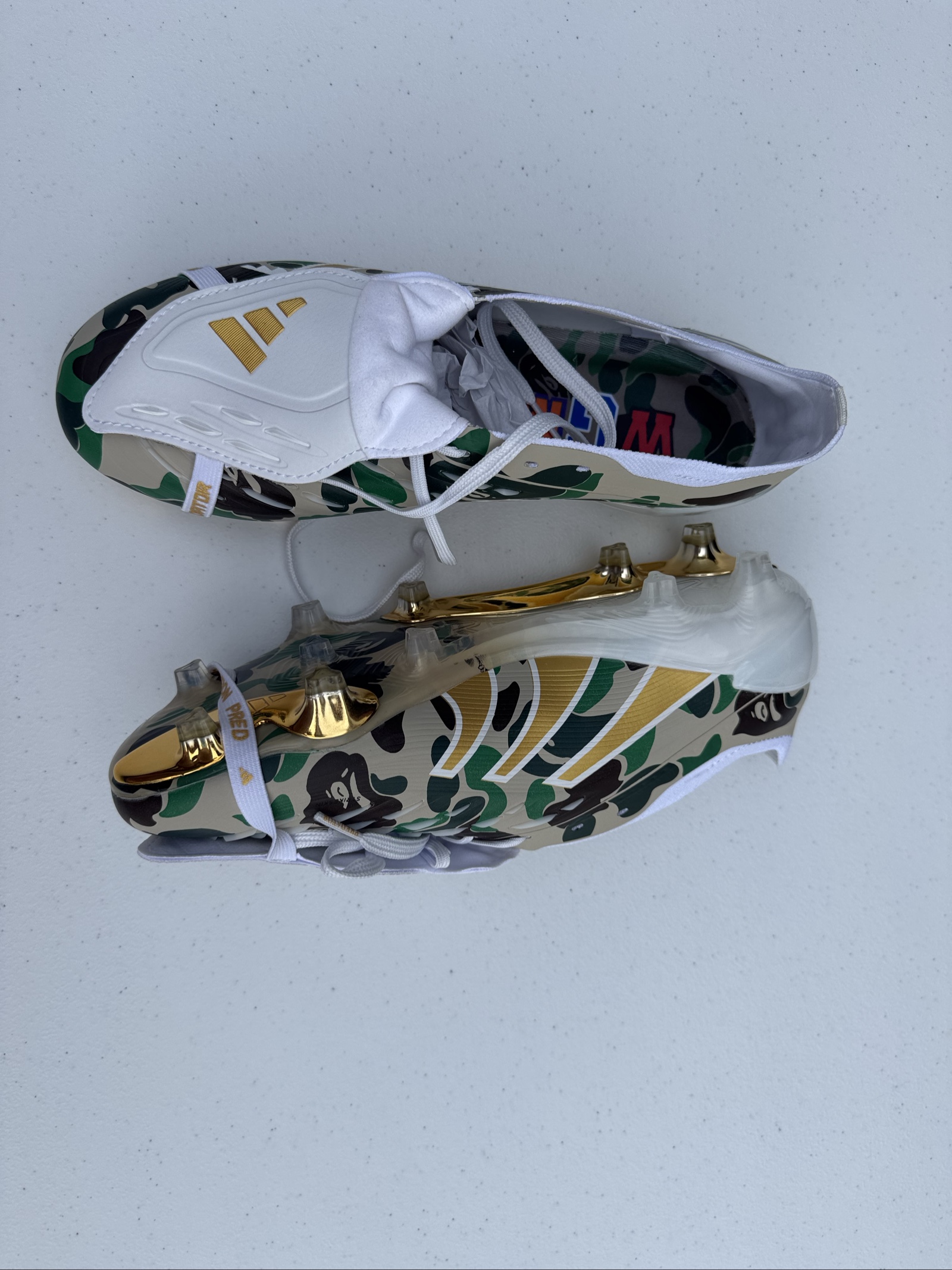 Puma White, Green & Gold Cleats UK 11 BAPE Collaboration