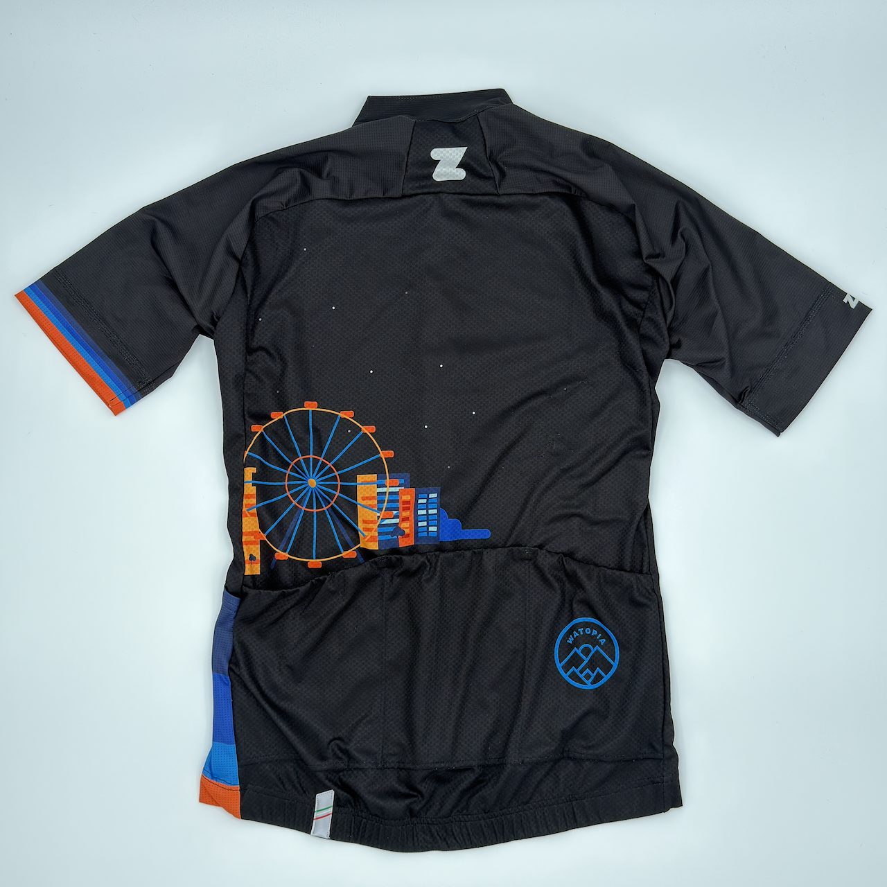 Zwift Men's Breakaway Neokyo Jersey - S - Black / Blue / Orange - Good Used Condition image 3