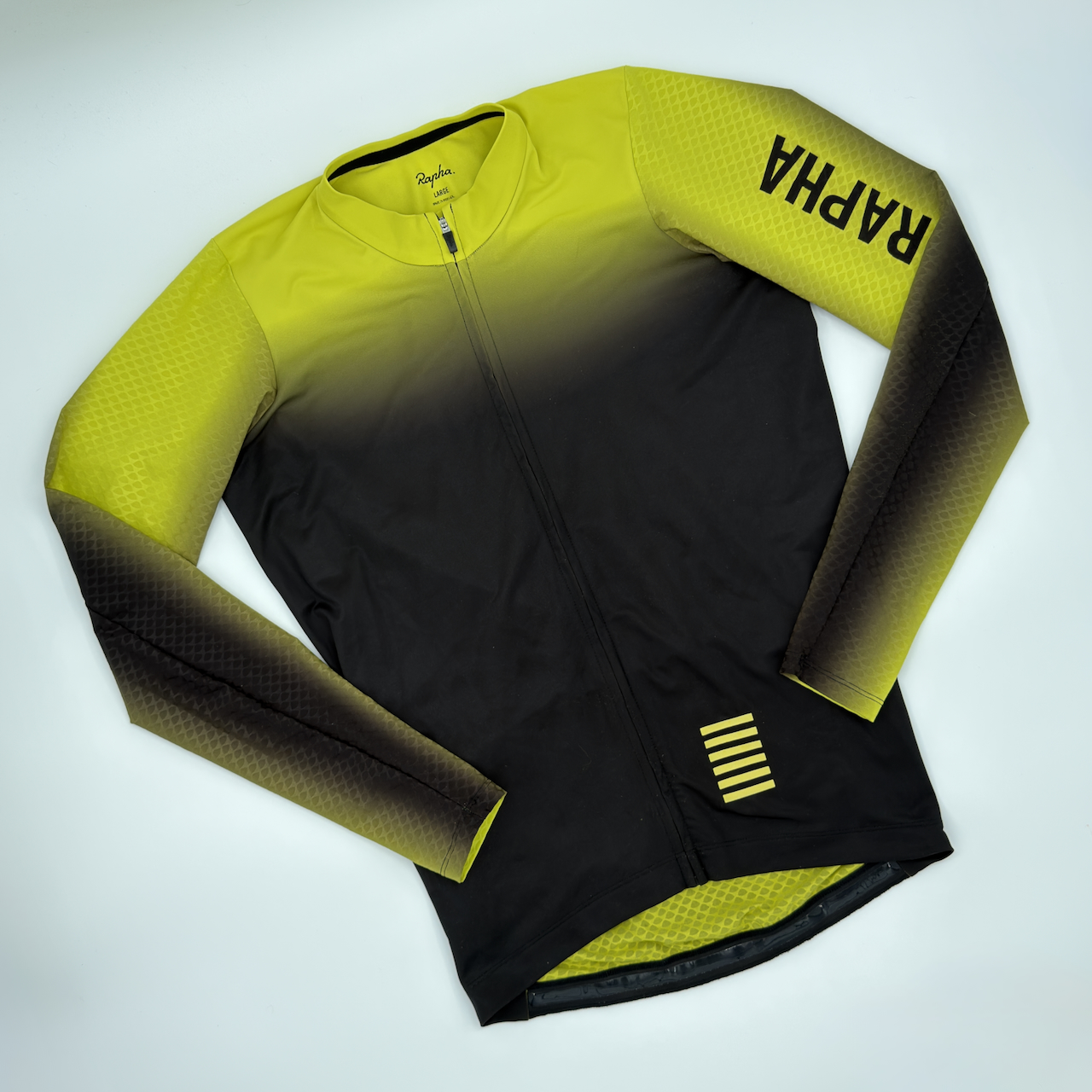 Rapha Men's Pro Team Long Sleeve Aero Jersey - L - Citron / Black - Very Good Used Condition