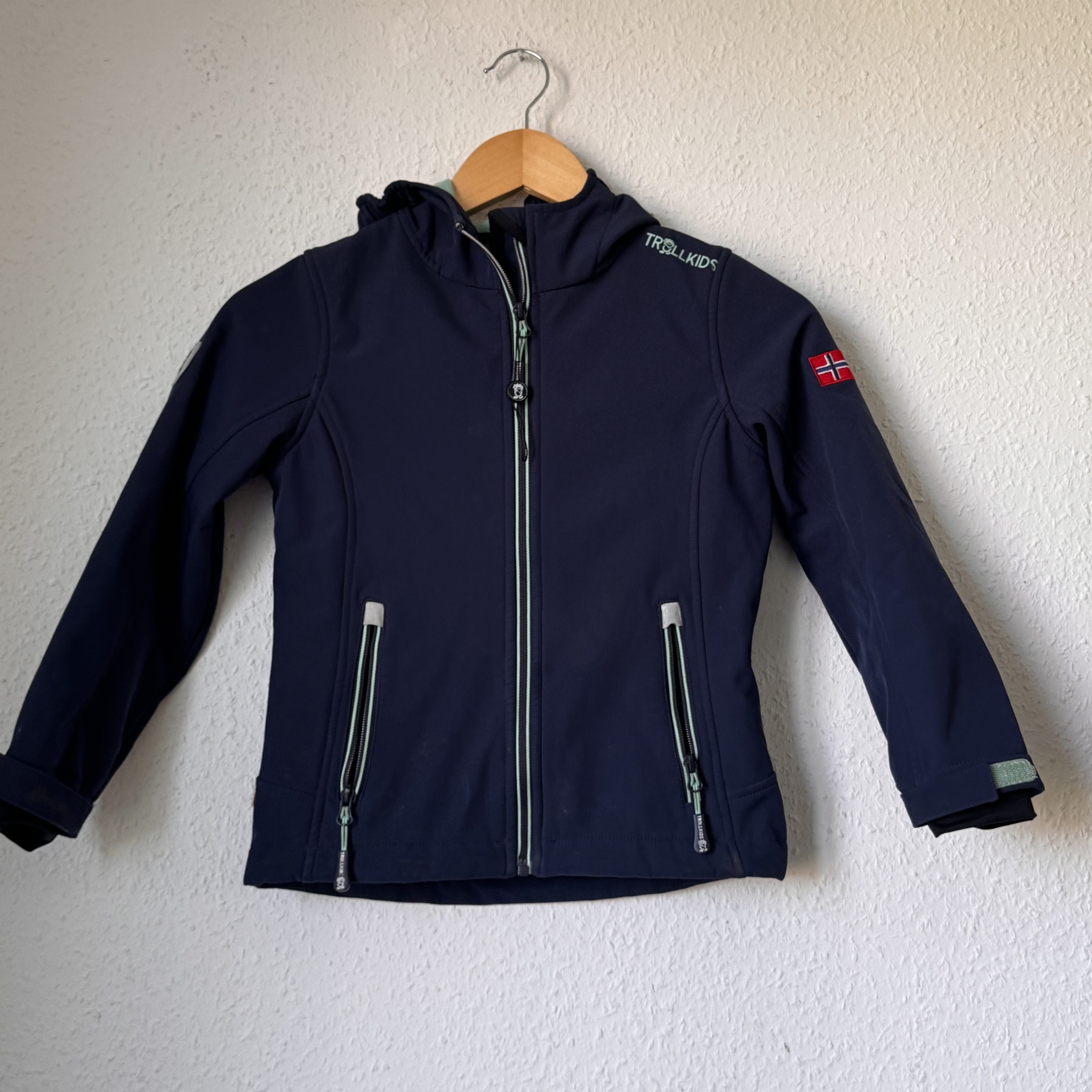 Trollkids Navy Softshell Kids Jacket Size 134-140 cm with Hood 2344 image 2