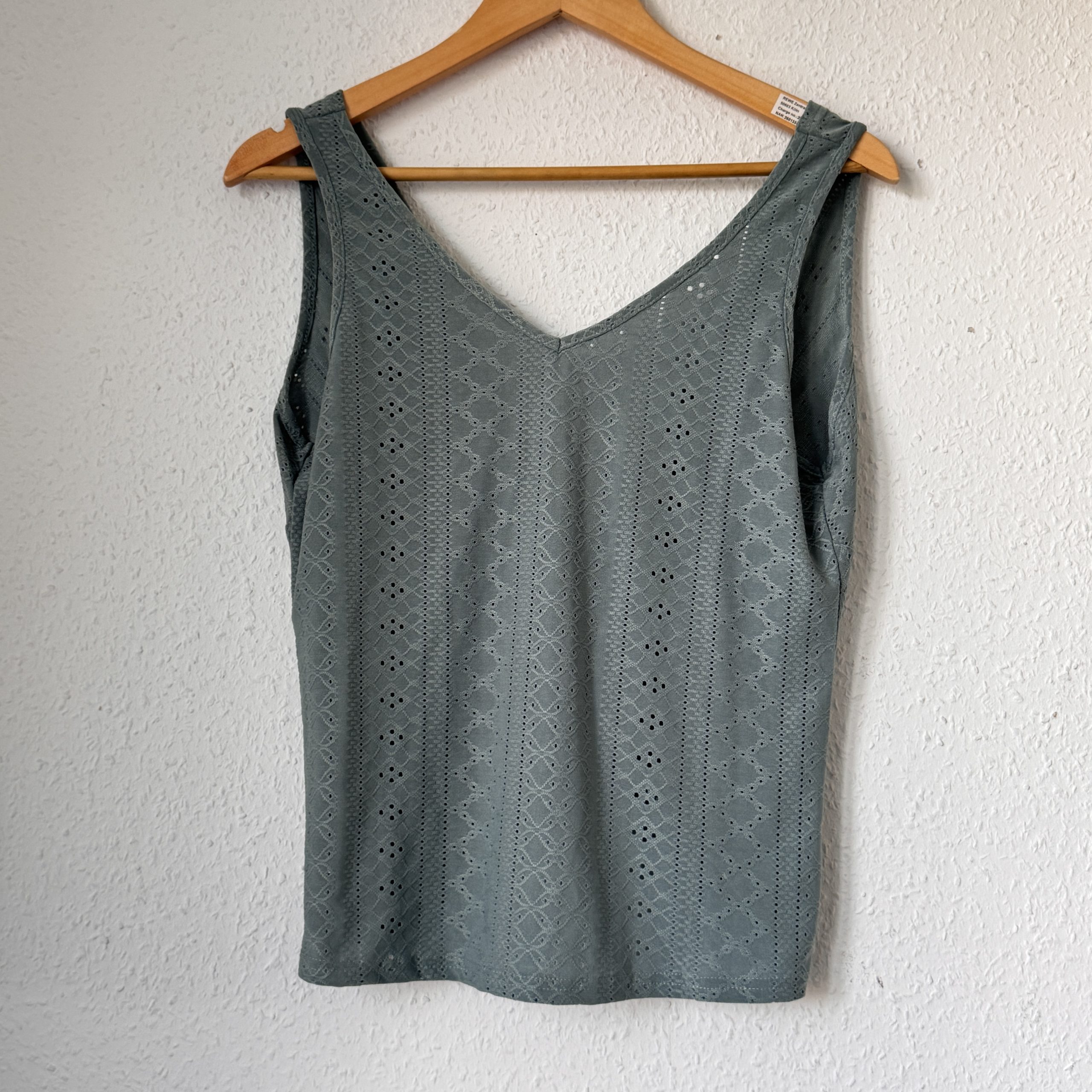 Green Lace Sleeveless Top Size M Twist Back Detail 2355