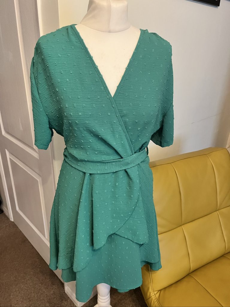 Boohoo Green Wrap Dress with Belt UK 14