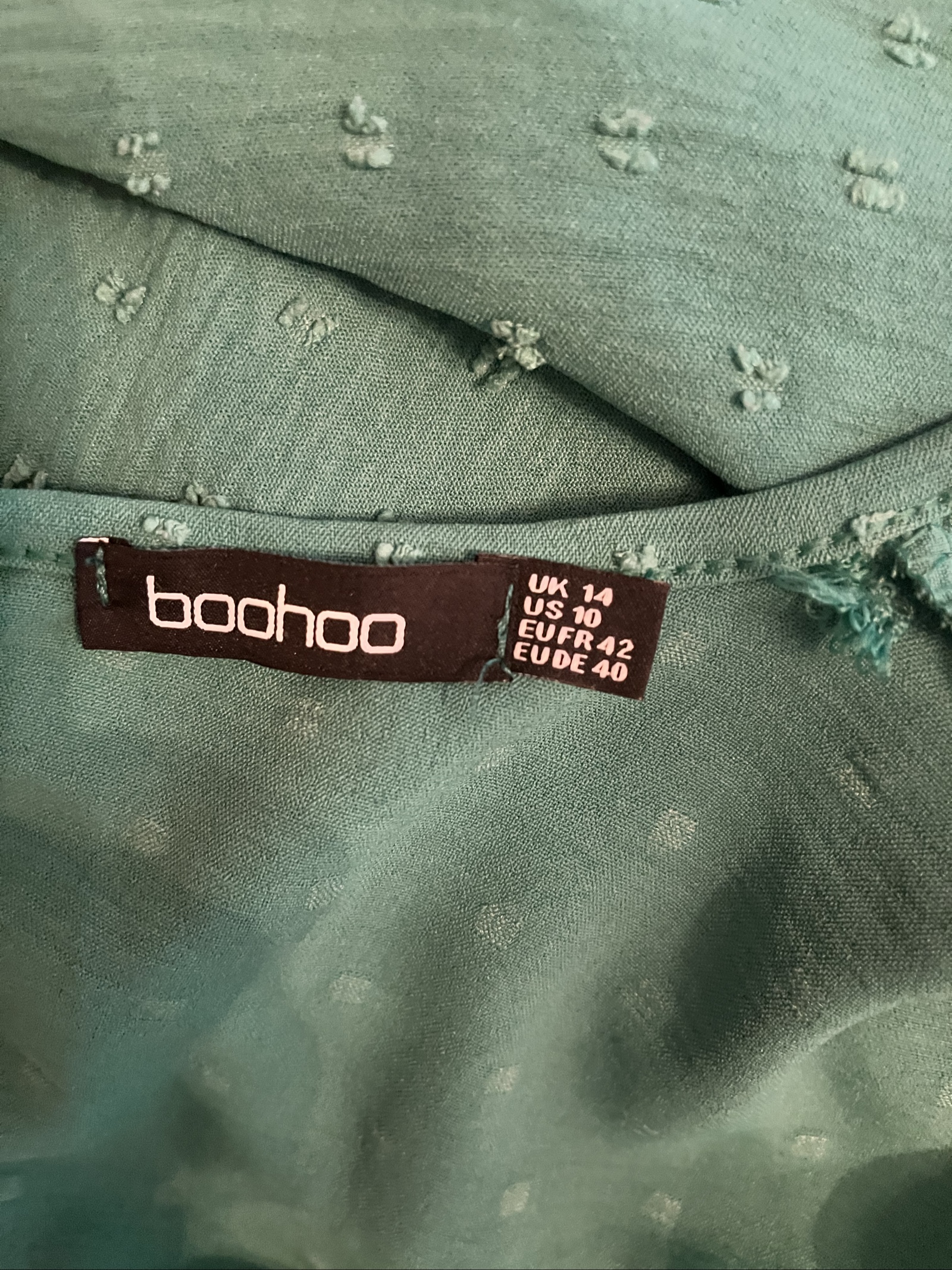Boohoo Green Wrap Dress with Belt UK 14 image 7
