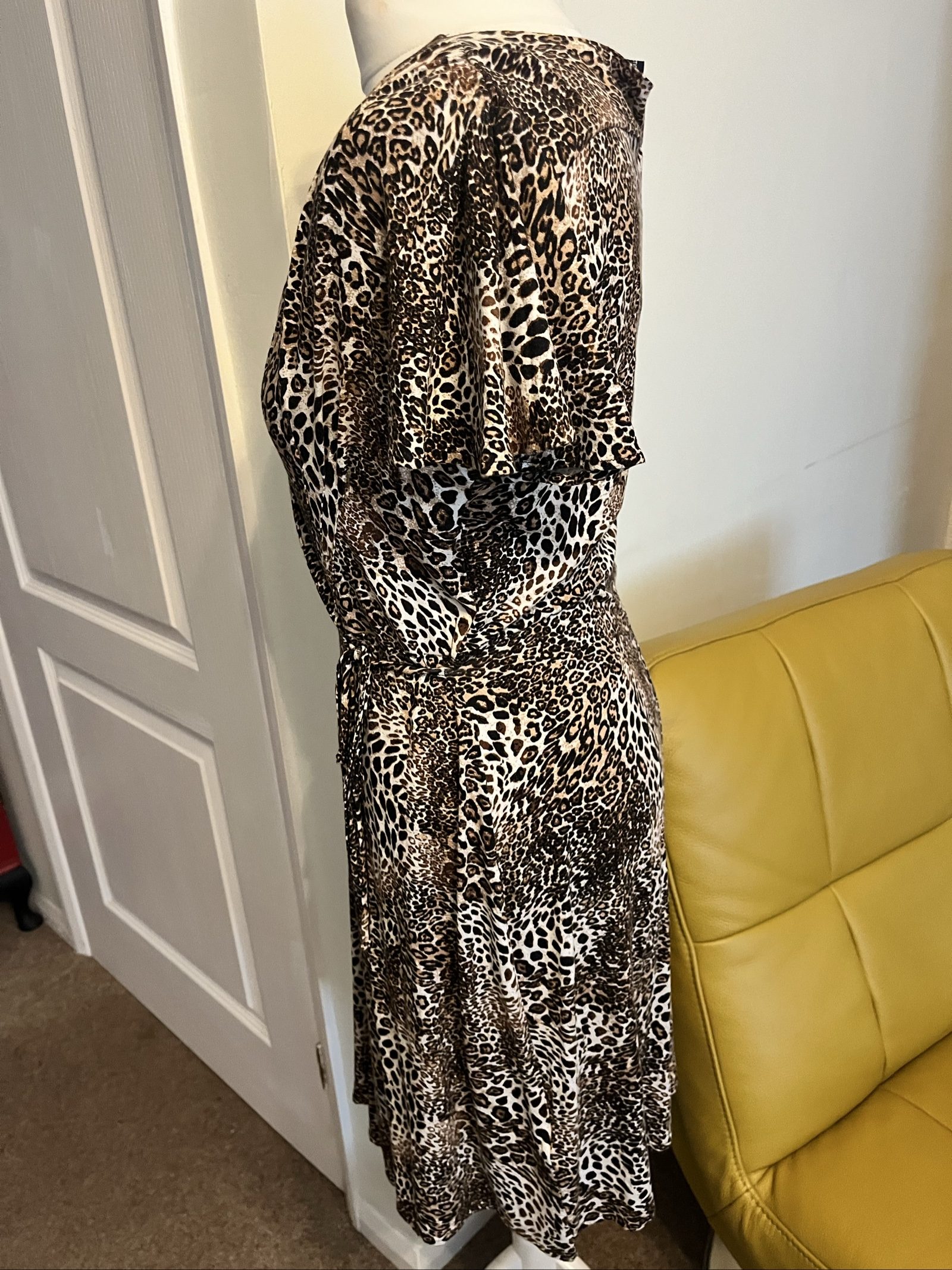 French Connection Brown & Black Animal Print Wrap Dress Medium image 4
