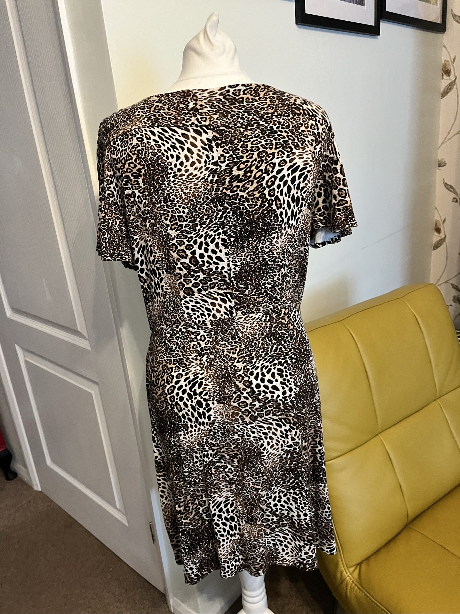 French Connection Brown & Black Animal Print Wrap Dress Medium image 5