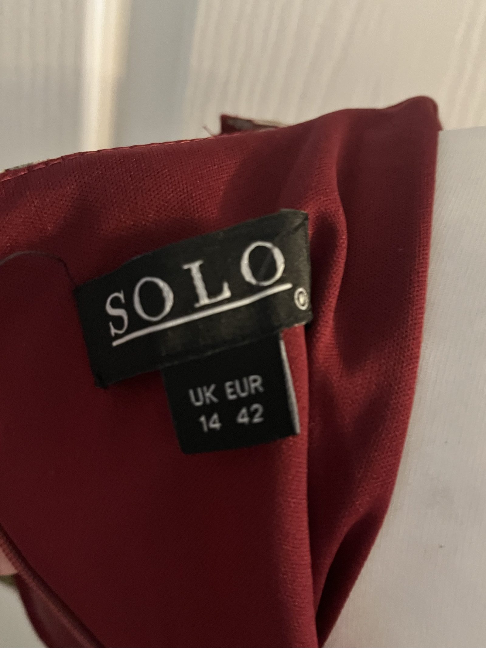 Solo Burgundy Floral Ruffle Wrap Dress UK 14 image 7