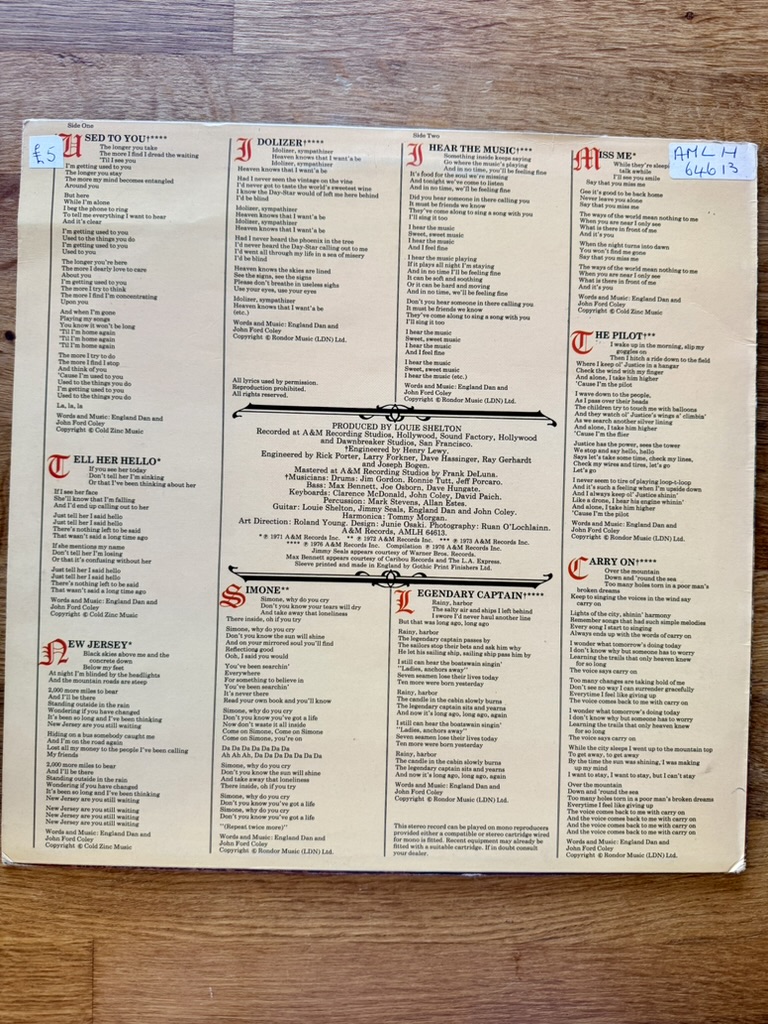 England Dan and John Ford Coley Hear The Music Vinyl LP Album Used Good image 2