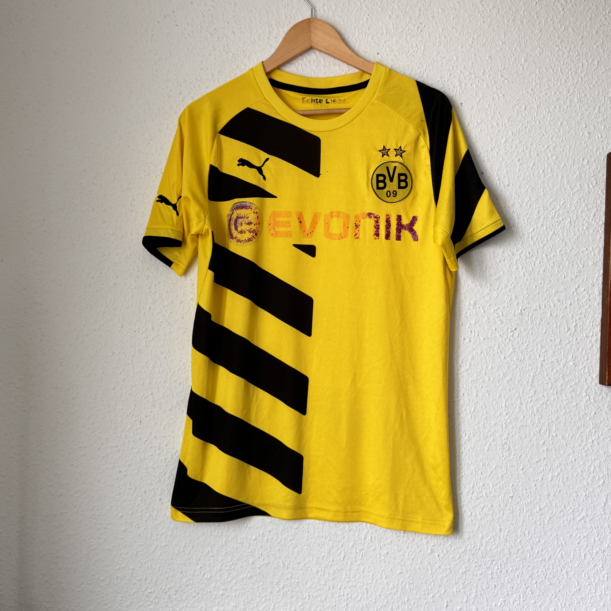 Borussia Dortmund Yellow & Black Football Shirt Medium Worn Evonik Logo 2391