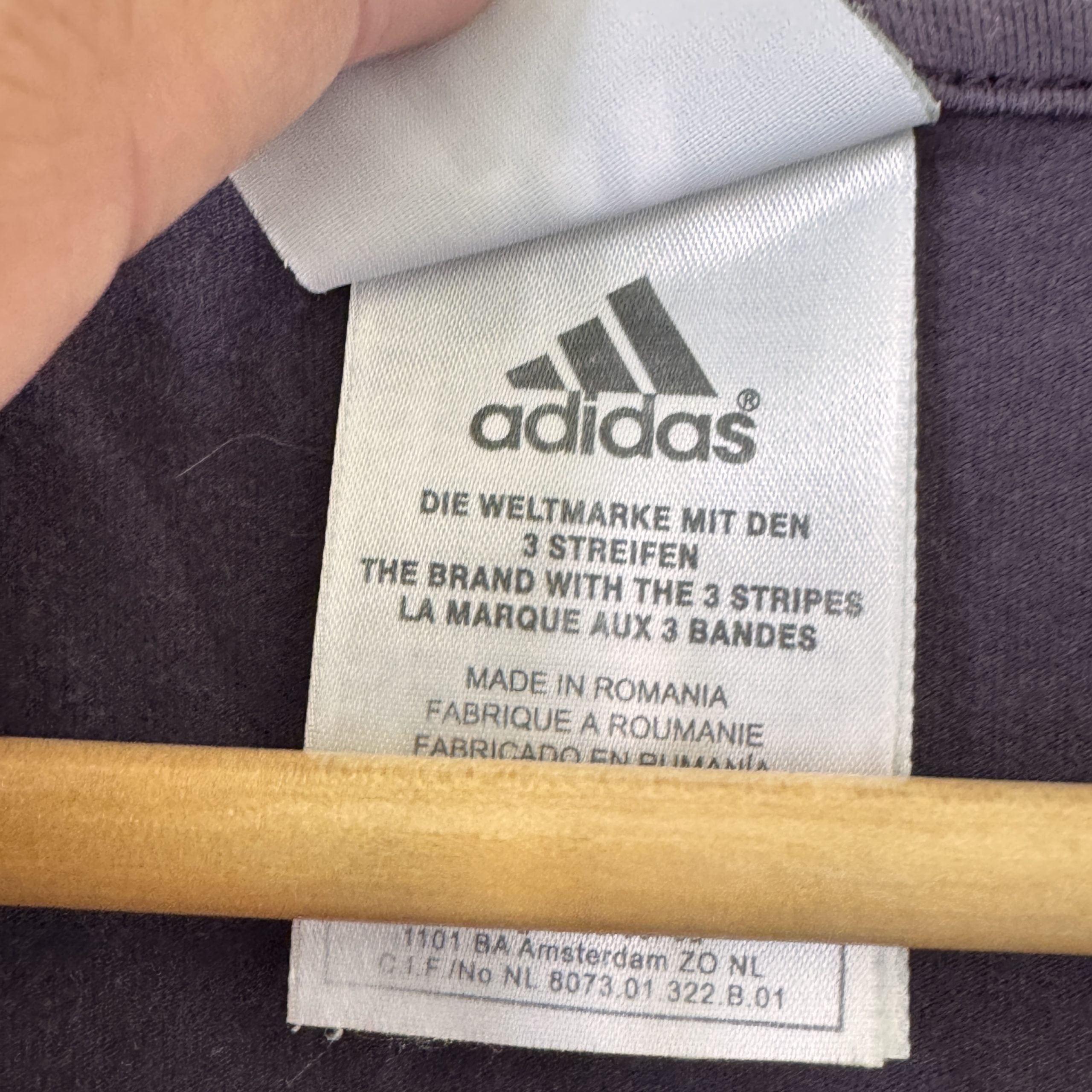 Adidas Purple Long Sleeve V-Neck Top Large 2407 image 5
