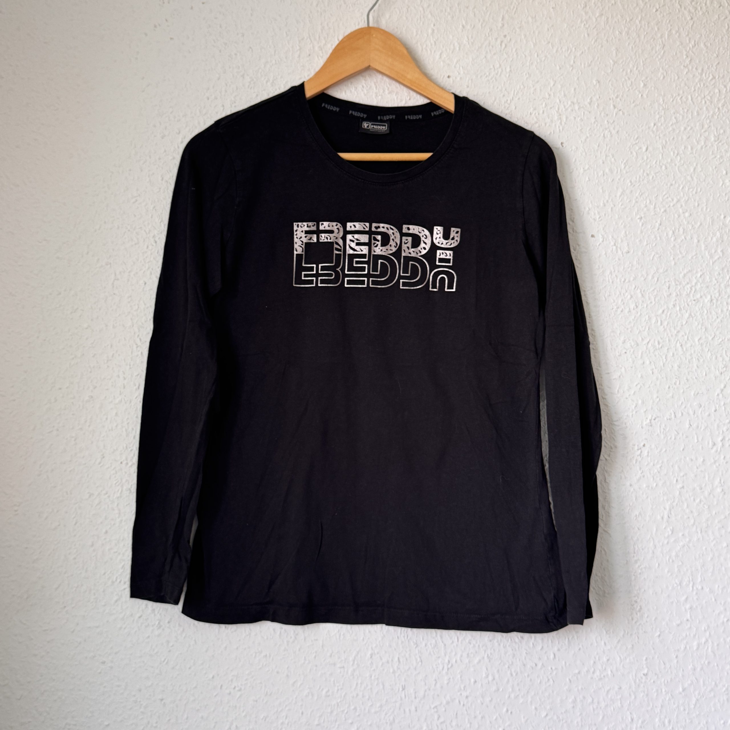 Freddy Black Long Sleeve Top M Logo Print 2414