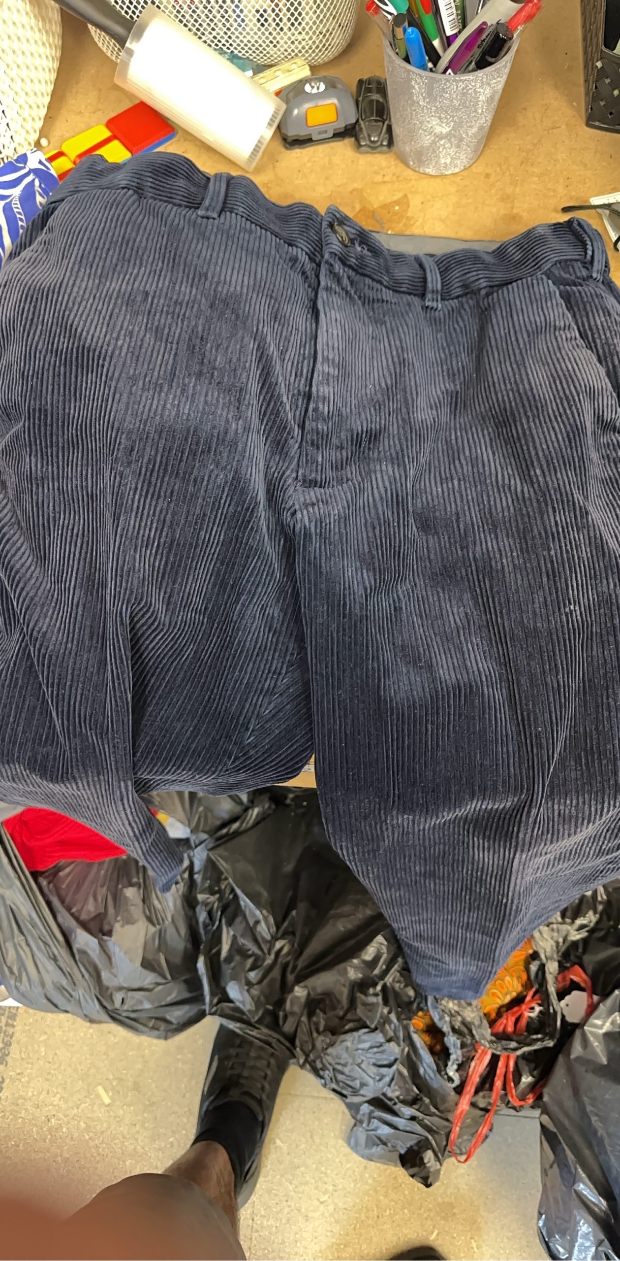 Unbranded Navy Corduroy Trousers Other Short Length