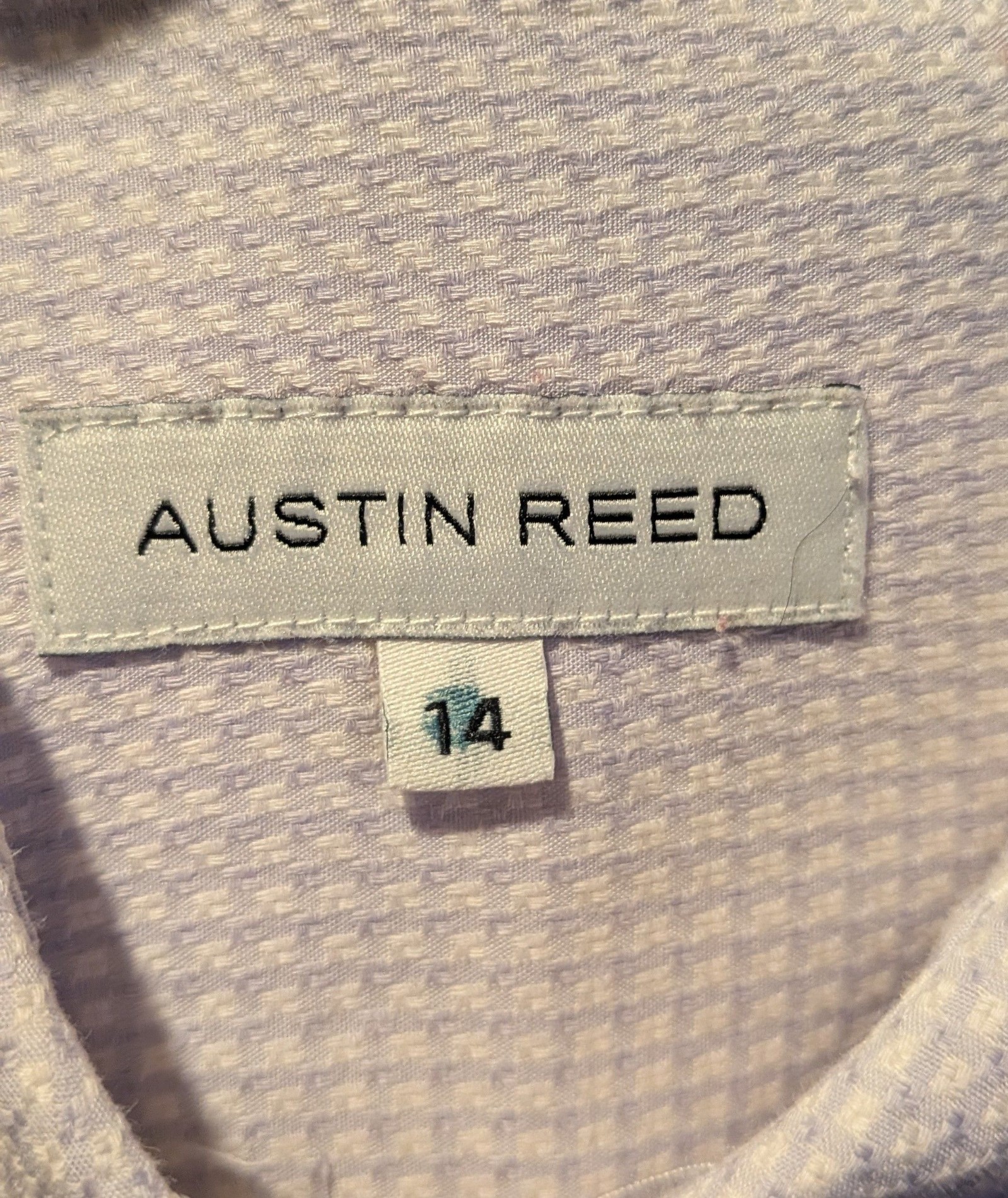 Austin Reed Lilac Checked Shirt Size 14 Classic Fit Cotton Blend