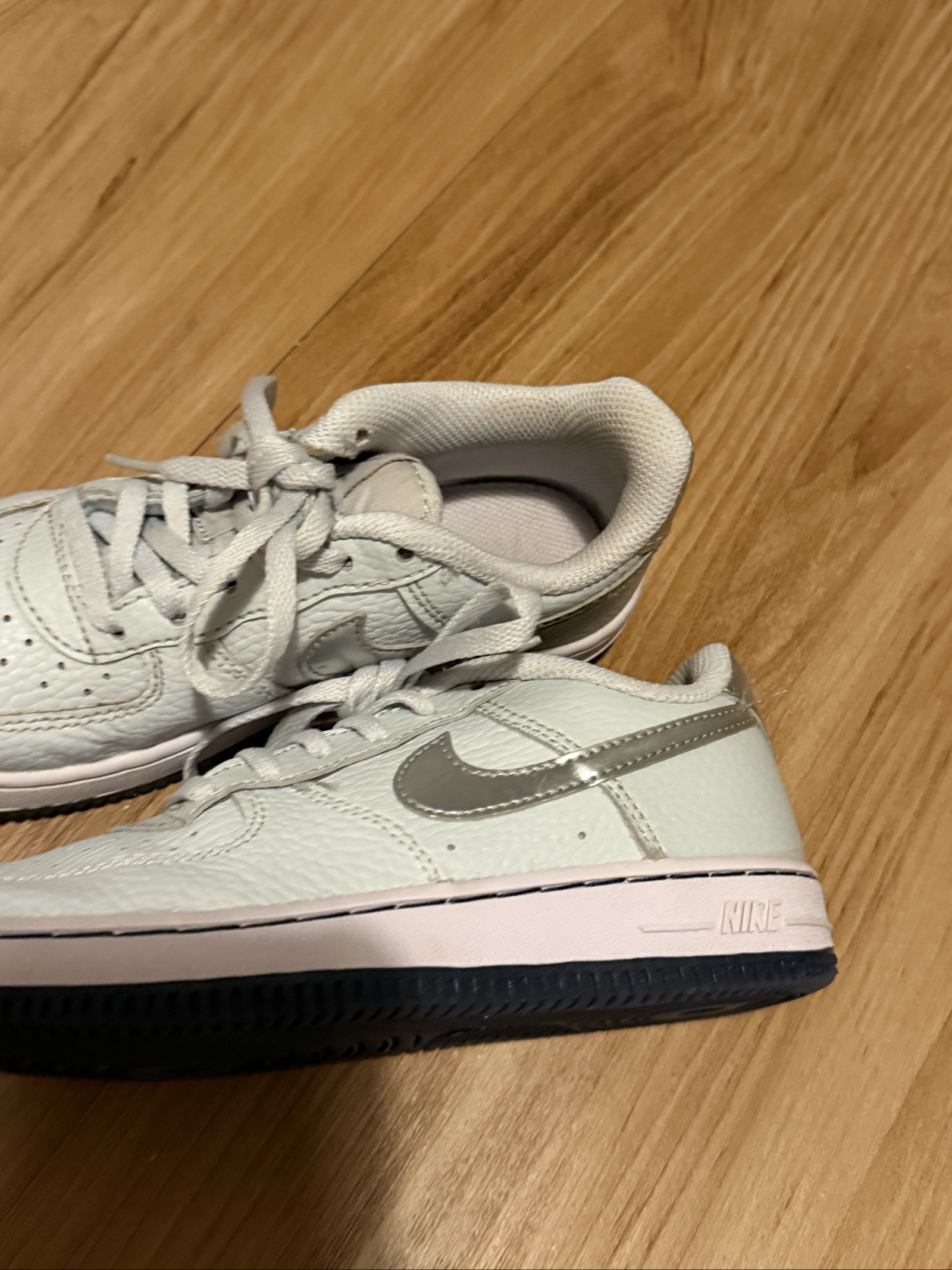 Nike White & Grey Air Force 1 Low Kids Sneakers UK 3 image 3