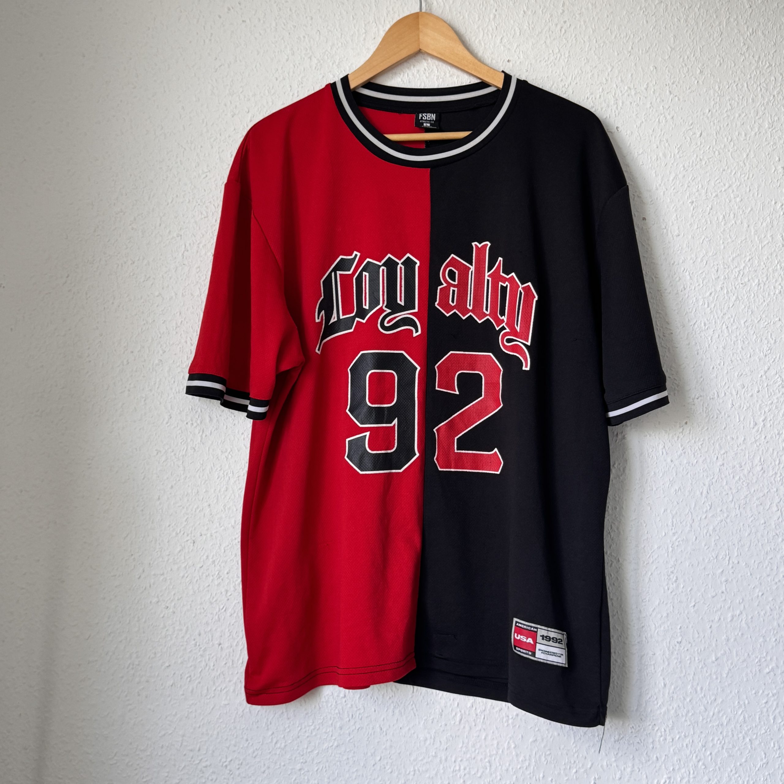 FSBN Red & Black 'Loyalty 92' Oversized T-Shirt Large 2457