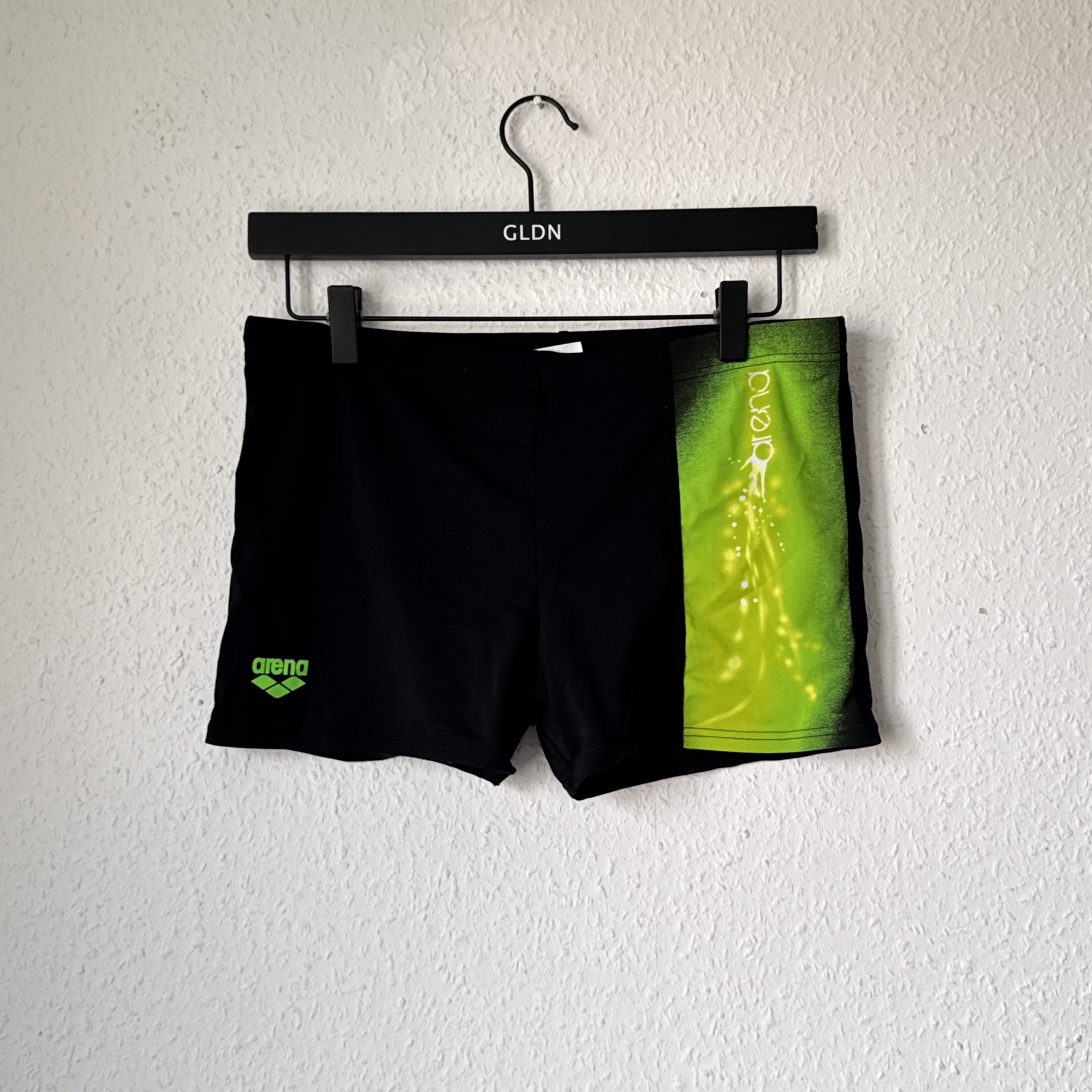 Arena Black & Green Swim Shorts Medium Logo Detail 2462