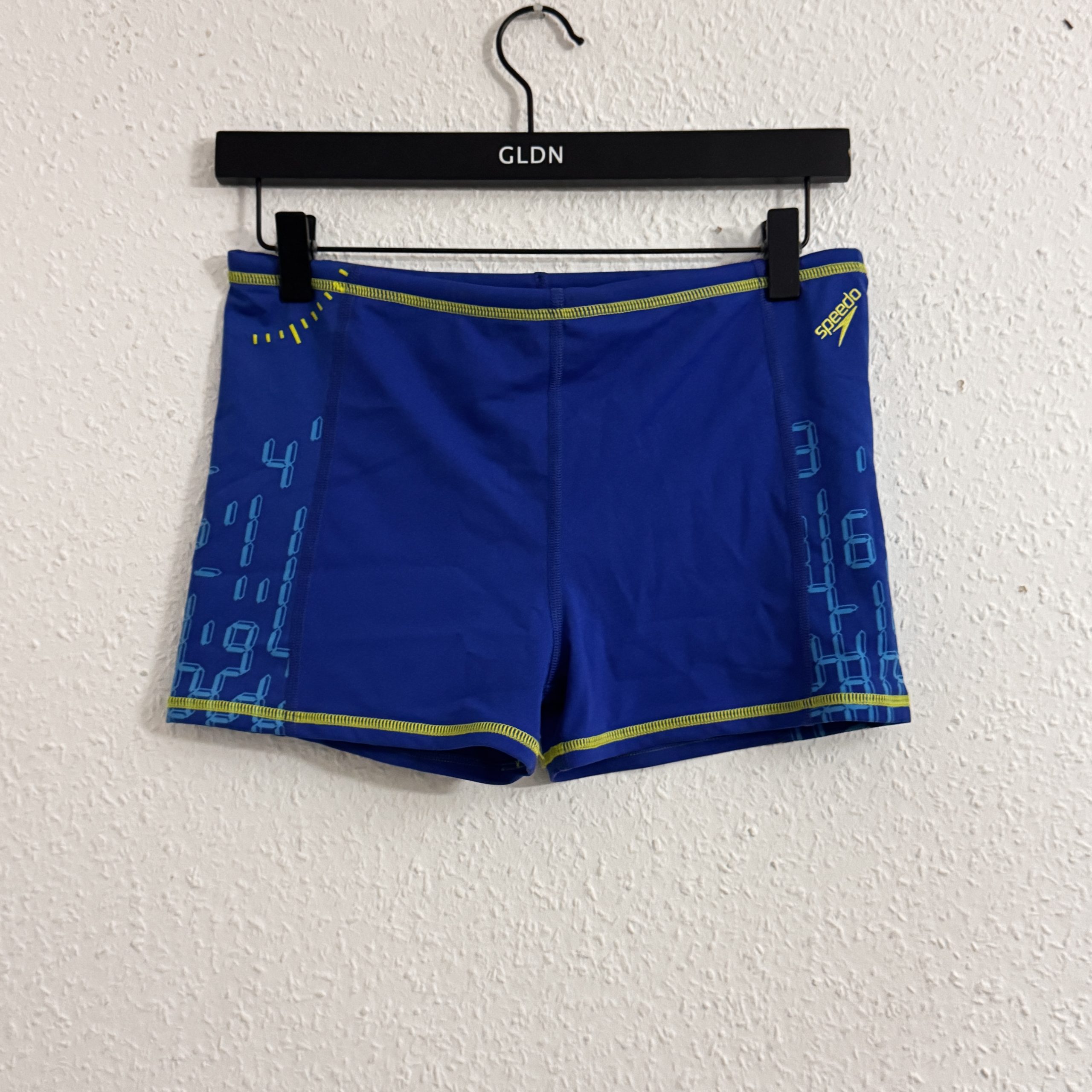 Speedo Blue Swim Shorts Size 30cm with Yellow Stitching 2473