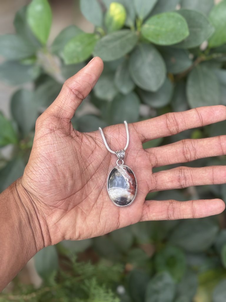 Botswana Agate Pendant with Chain – Lab Certified Natural Healing Crystal Necklace