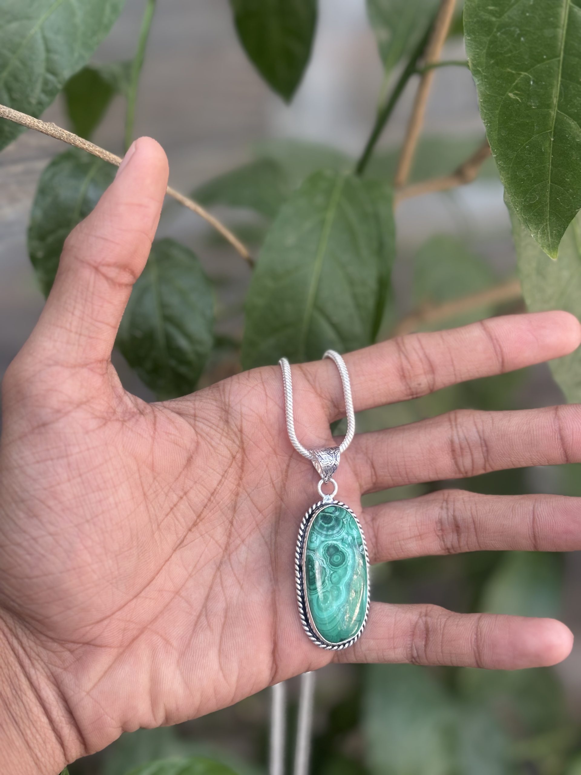 Malachite Pendant with Chain – Lab Certified Natural Healing Crystal Necklace image 2
