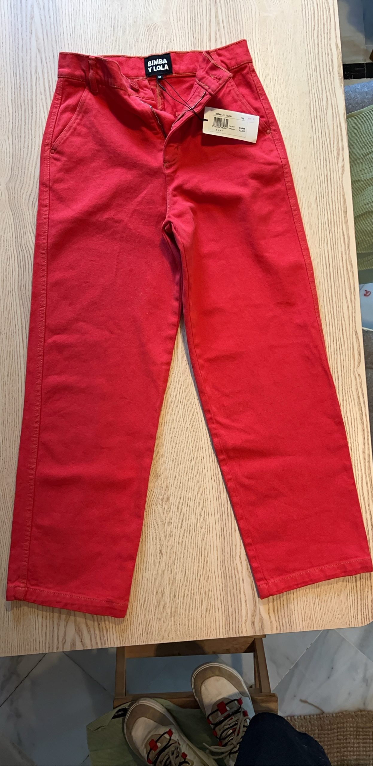Bimba y Lola Red Trousers Size 36 Slim Fit