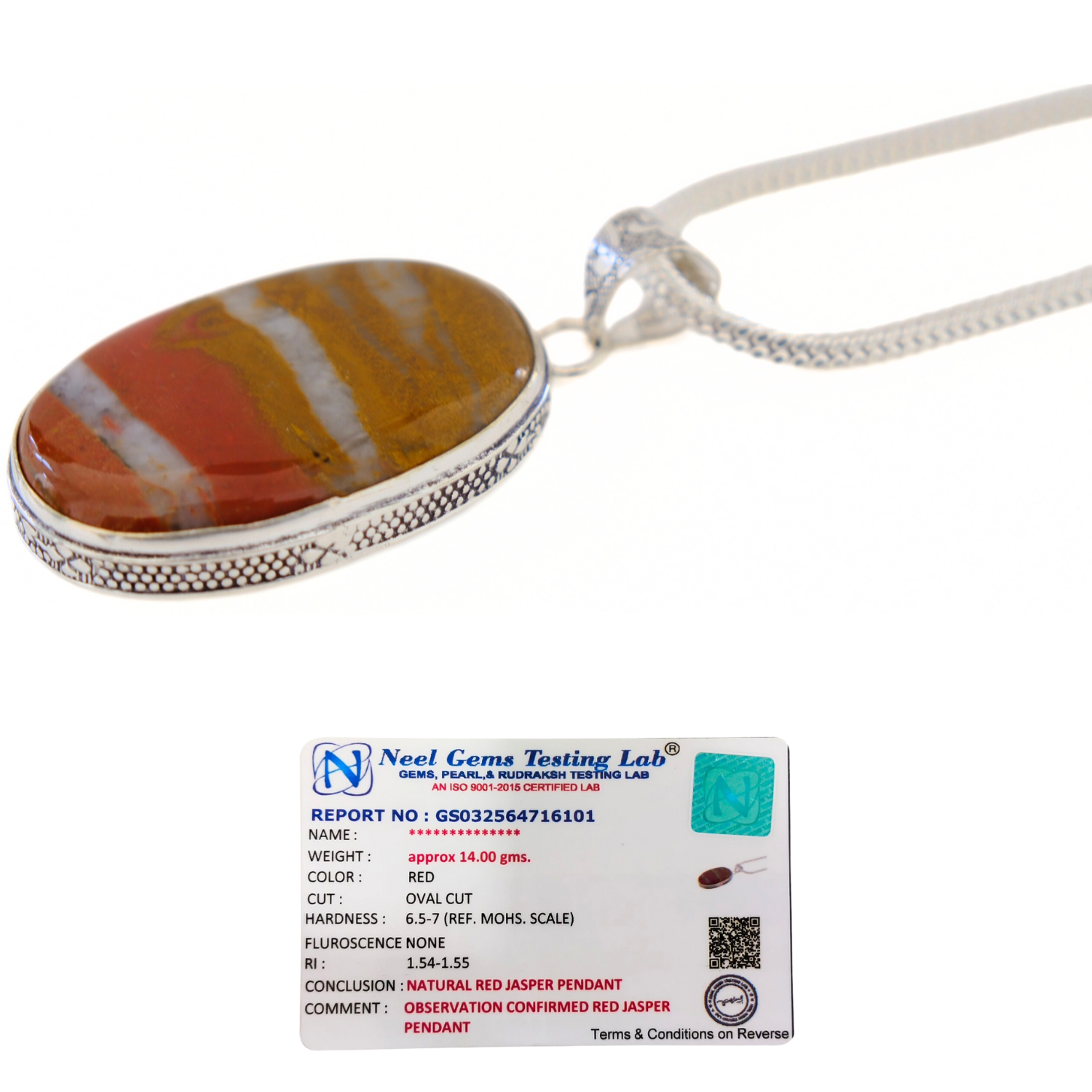 Red Jasper Pendant with Chain – Lab Certified Natural Healing Crystal Necklace image 3