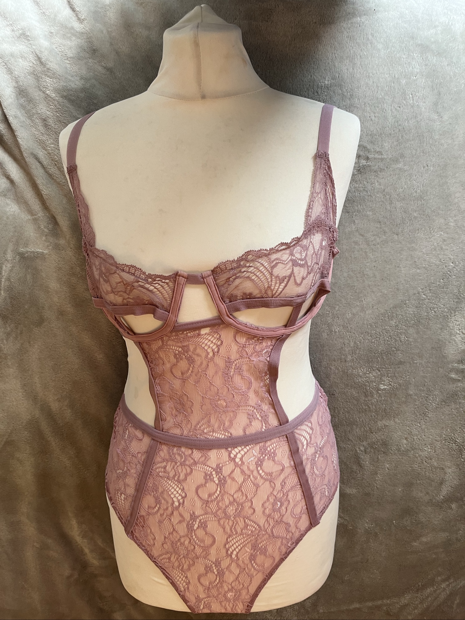 ASOS Pink Lace Underwired Bodysuit UK 34D