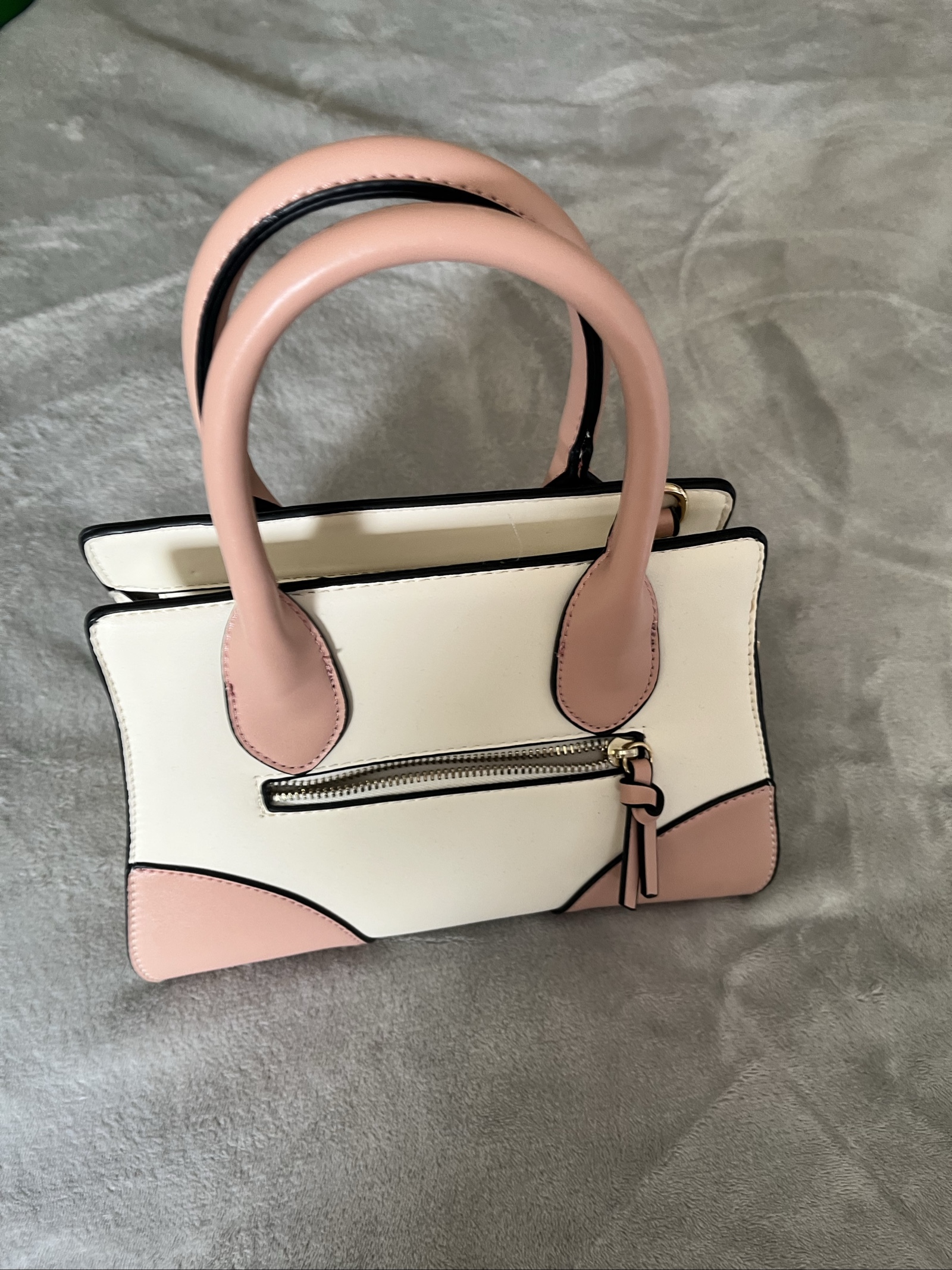 Unbranded Pink & Cream Mini Tote Handbag Compact Size